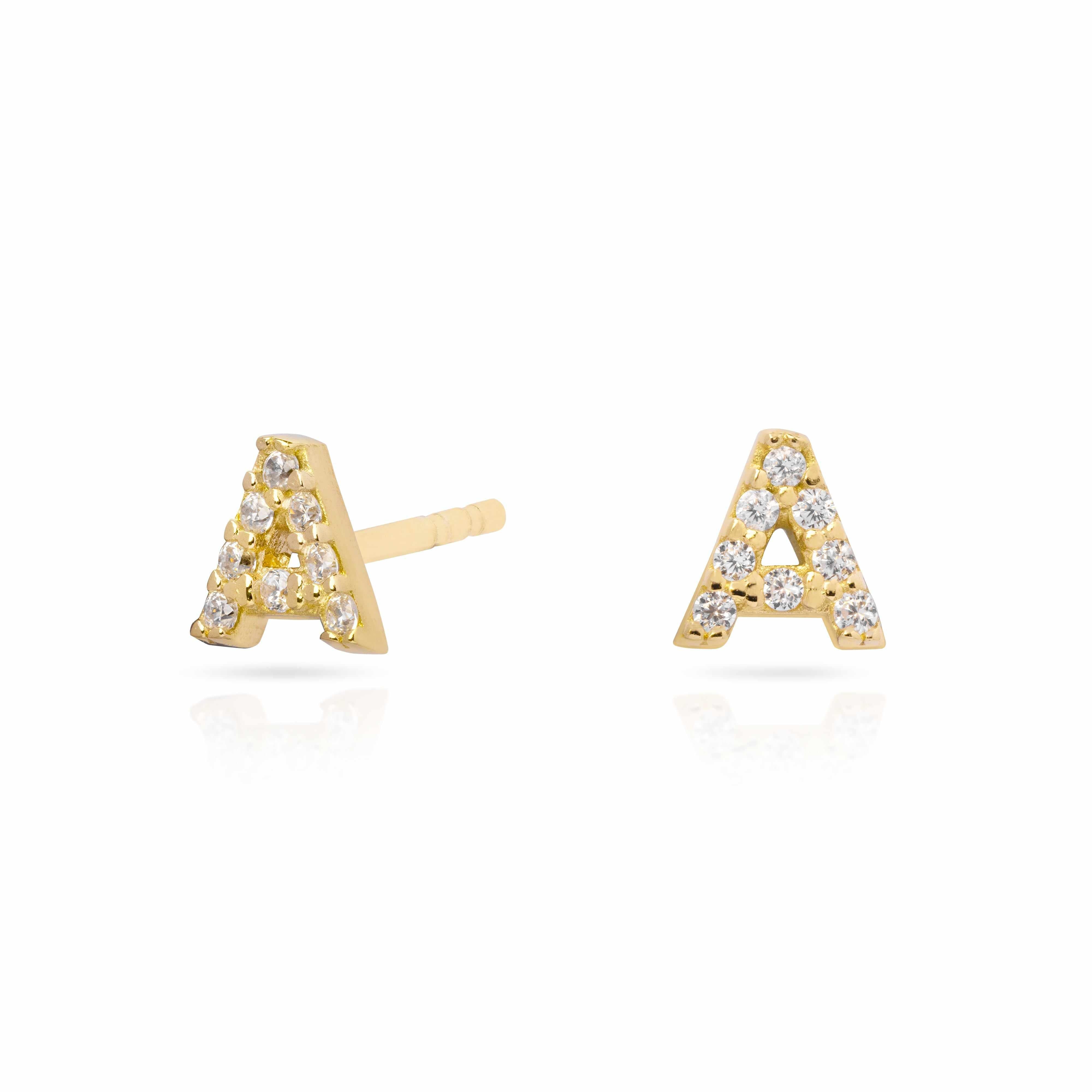 Initial gold crystal studs | MEZI