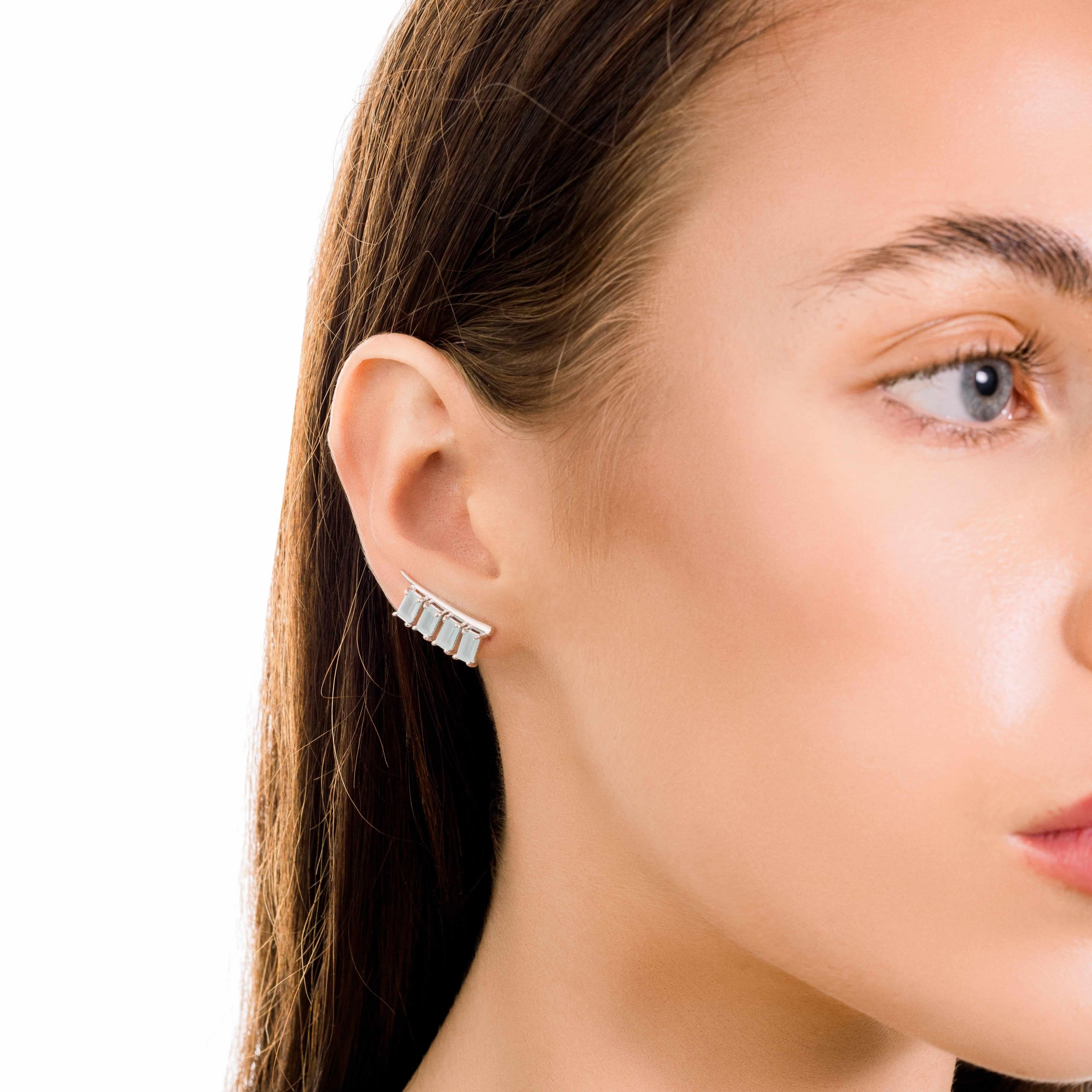 Azra crawler gold plated semi-precious stone earrings