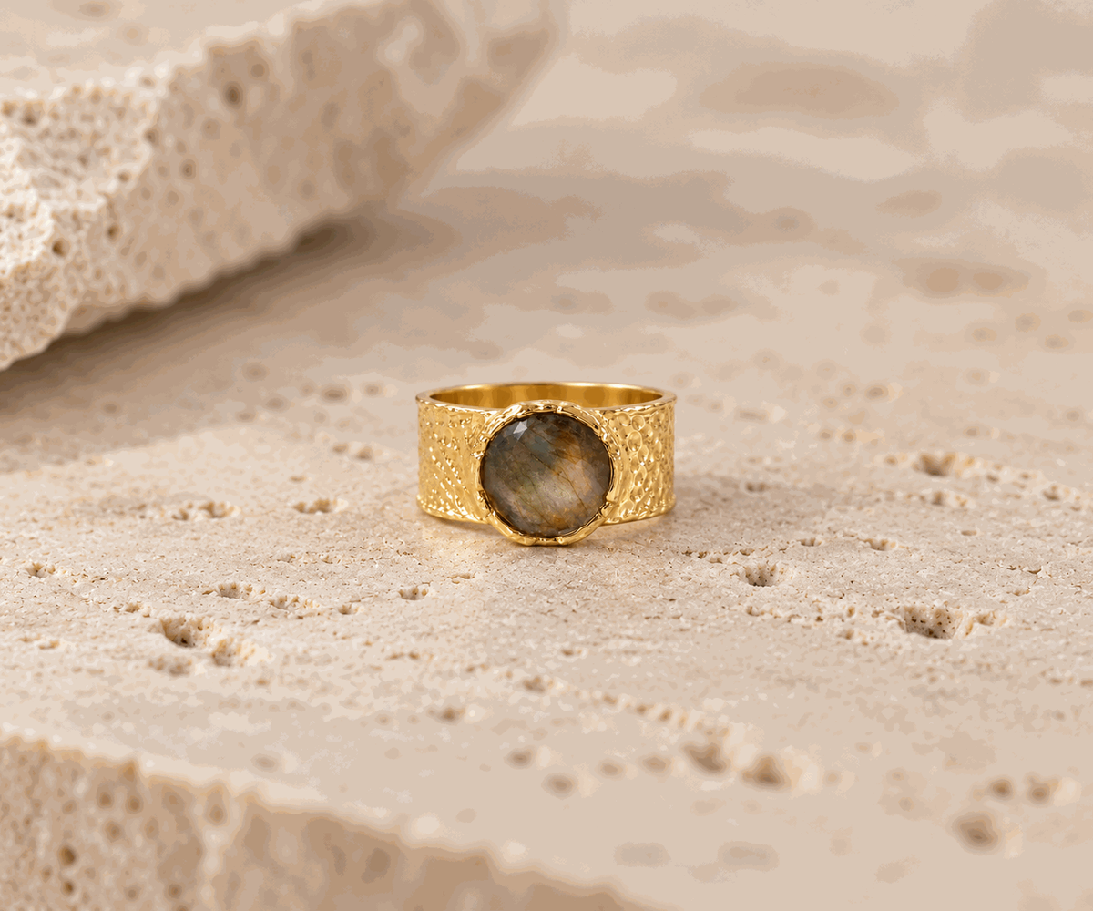 Kyson semi precious gold ring