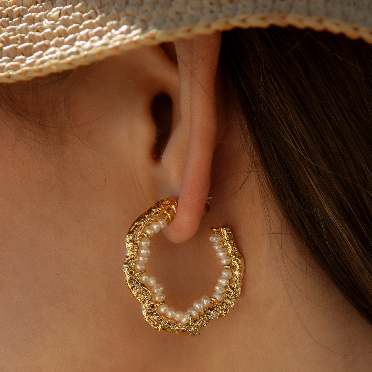 Venia semi-precious hoop earrings