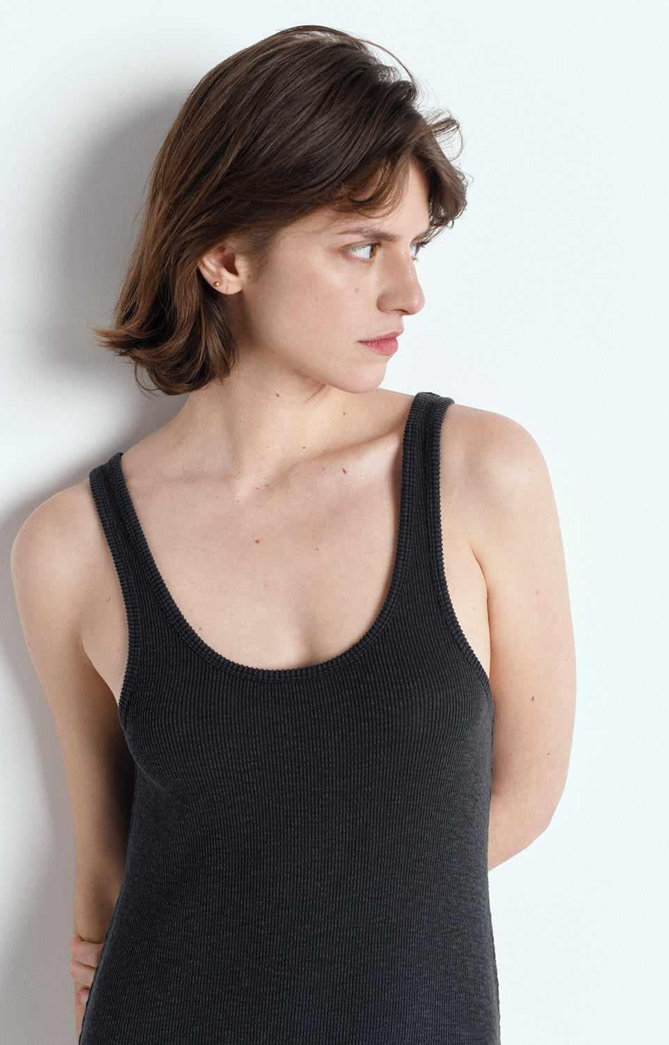 American Vintage LA MAISON YRU14AE25 ROBE LONGUE DROITE BRETELLES COL ROND