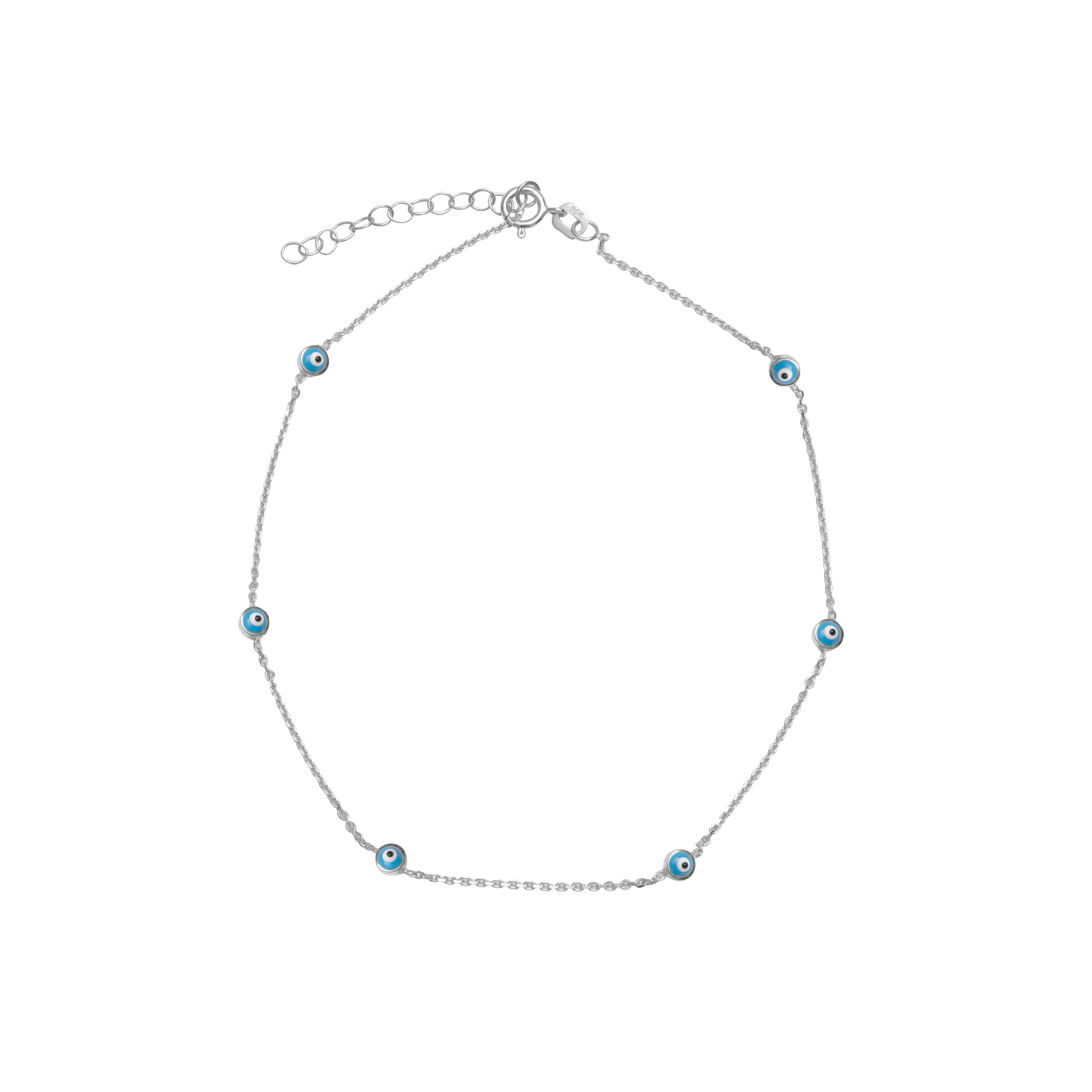 Sterling Silver Gold Vermeil Evil Eye Anklet - Jewellery - Mezi  | MEZI