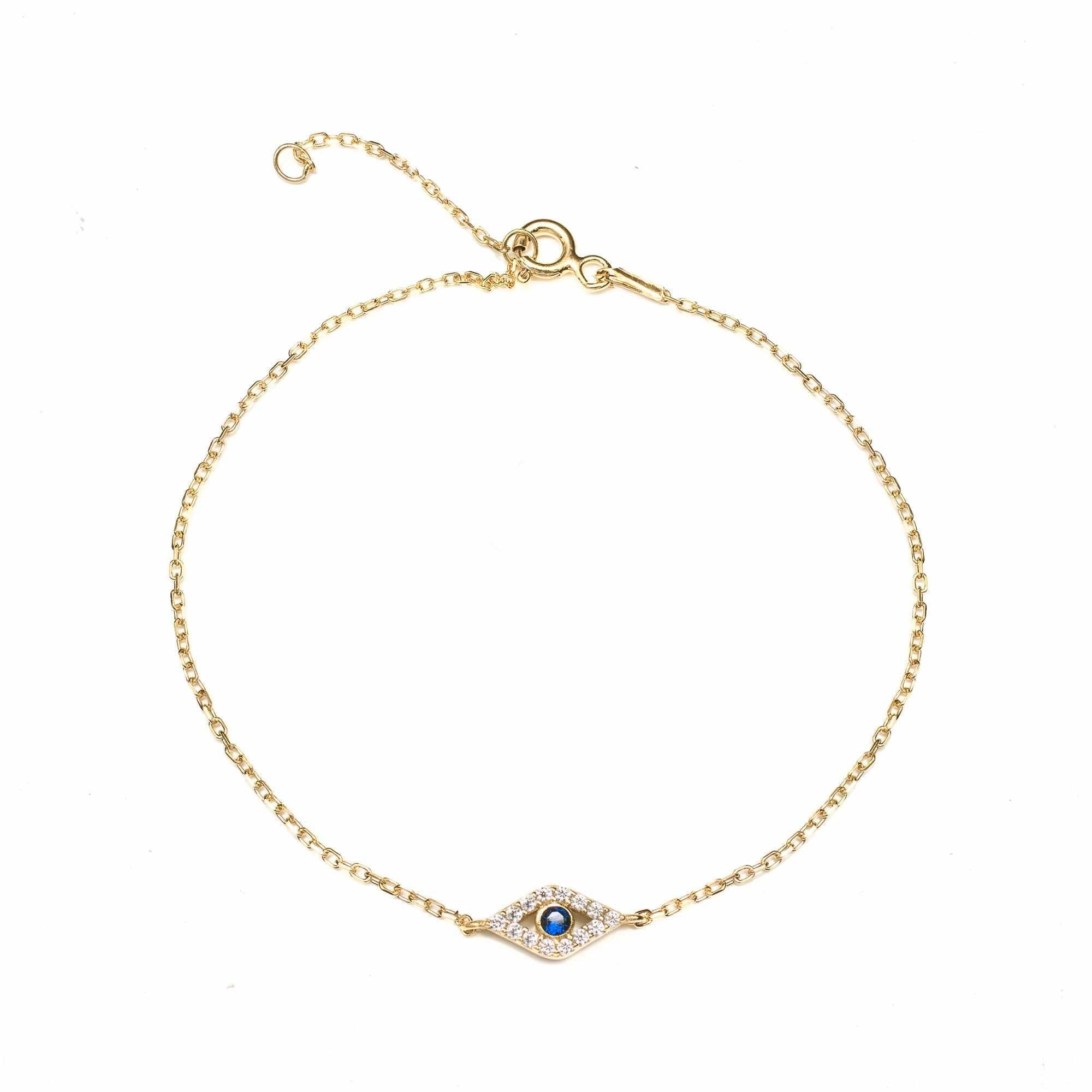 Sterling Silver Gold Plated Bene Evil Eye Bracelet - Jewellery | Mezi | MEZI