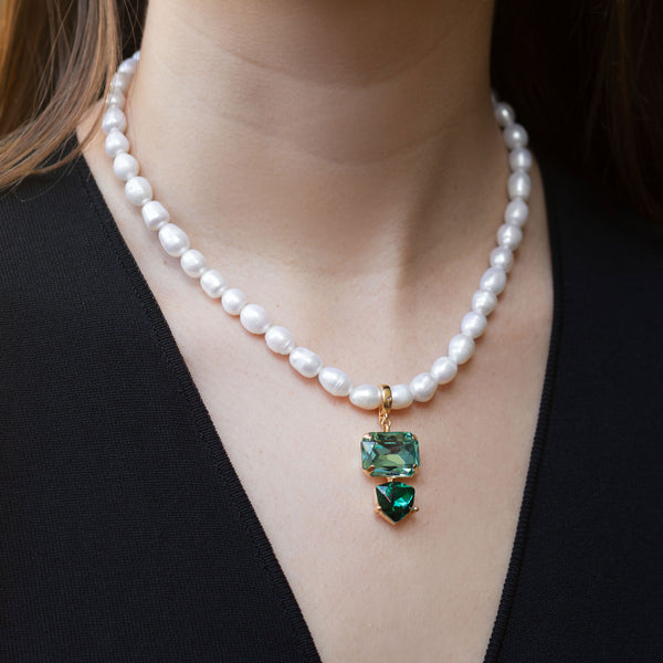 Blume crystal pearl necklace