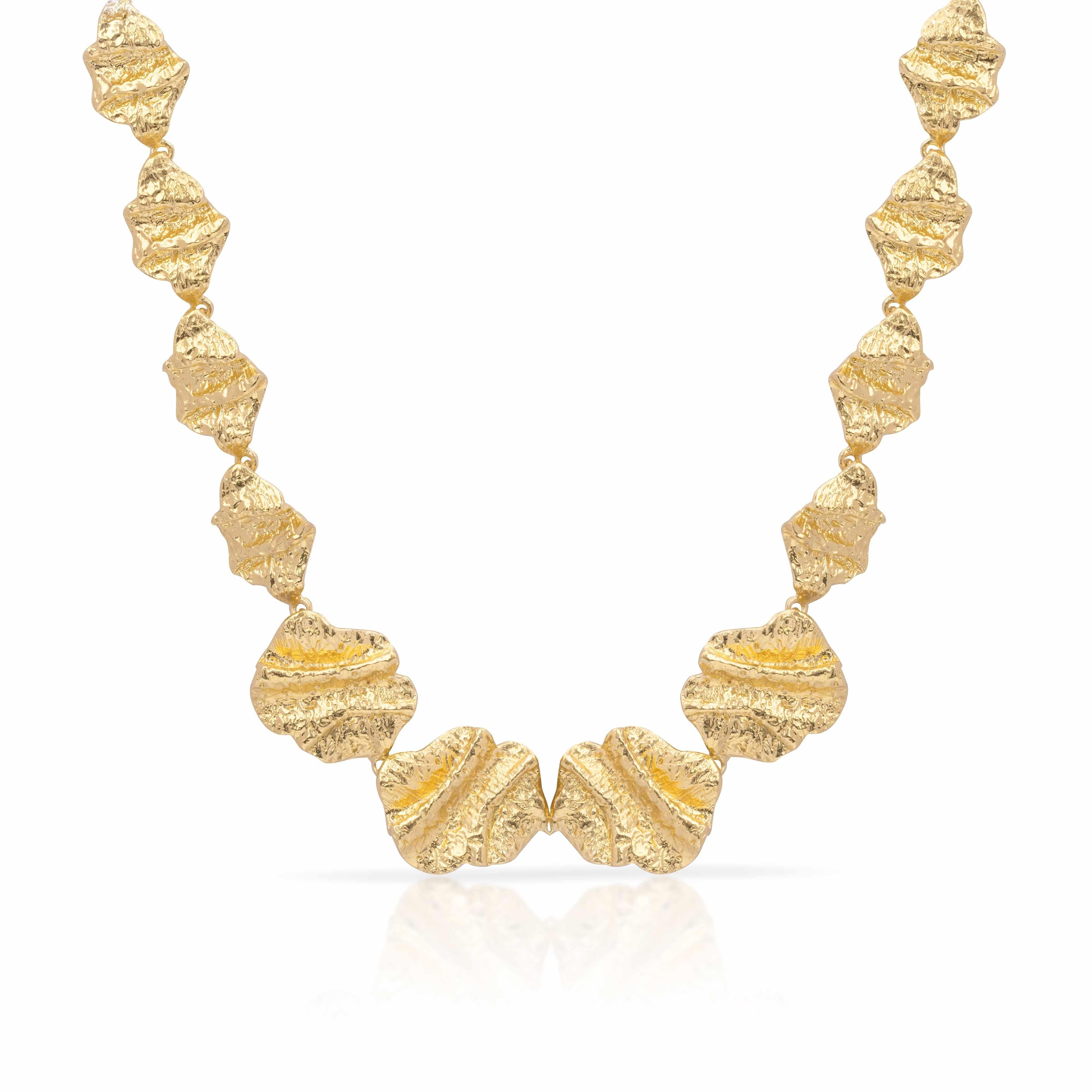 Gold Isra textured gold plated necklace - Jewellery | Mezi | MEZI