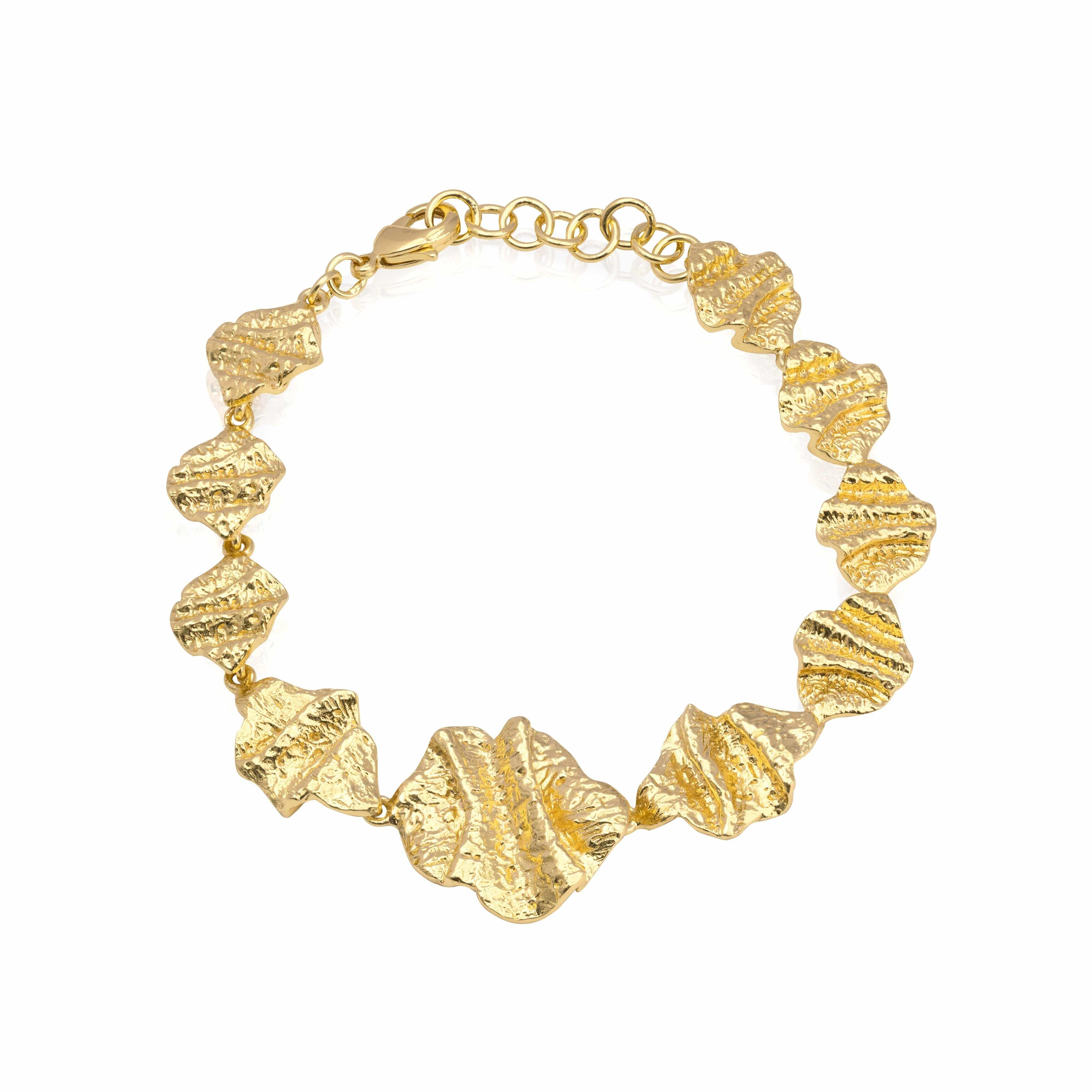 Gold Isra textured gold plated bracelet - Jewellery | Mezi | MEZI