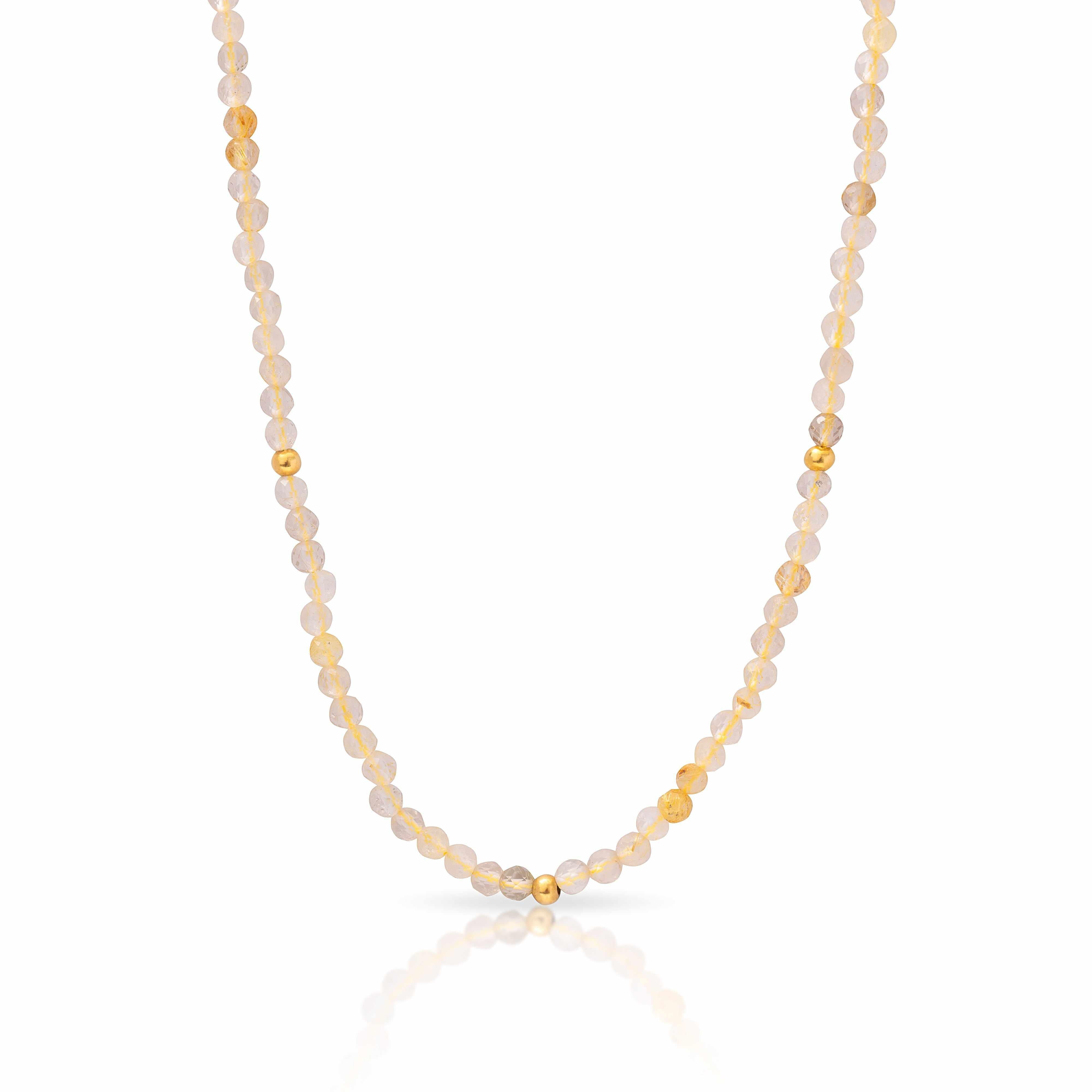 Gold Klara Natural Stone Beaded Necklace - Jewellery | Mezi | MEZI