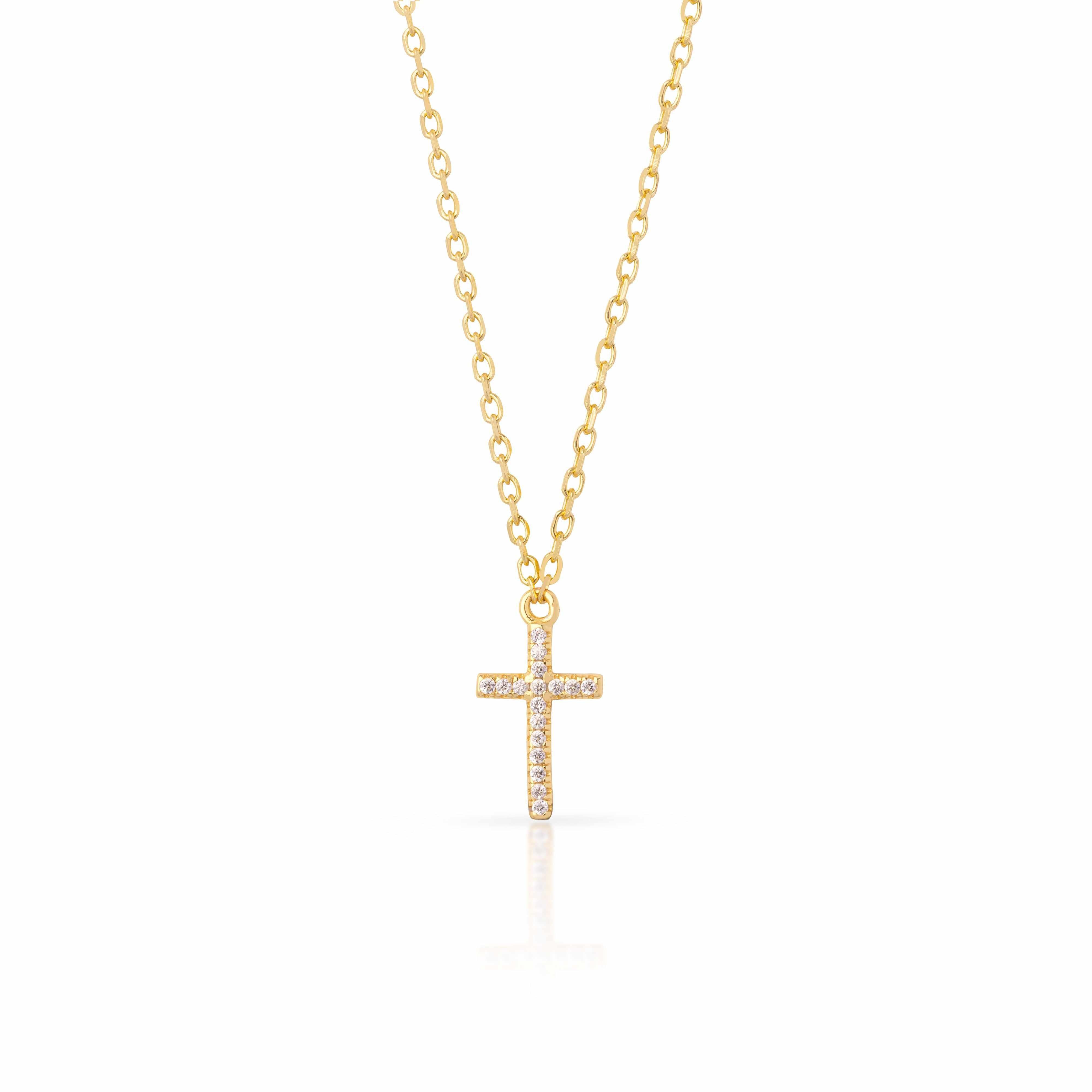 Divina Cross Necklace Cubic Zirconia And Plain | MEZI