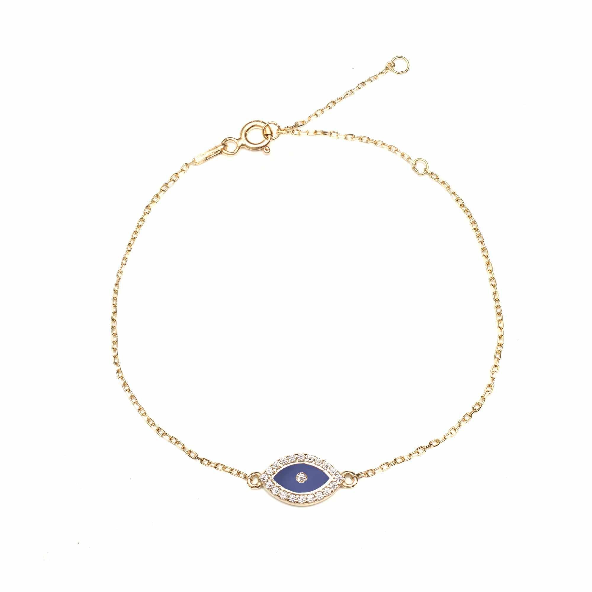 Sterling Silver Gold Plated Delia Evil Eye Bracelet - Jewellery | Mezi | MEZI