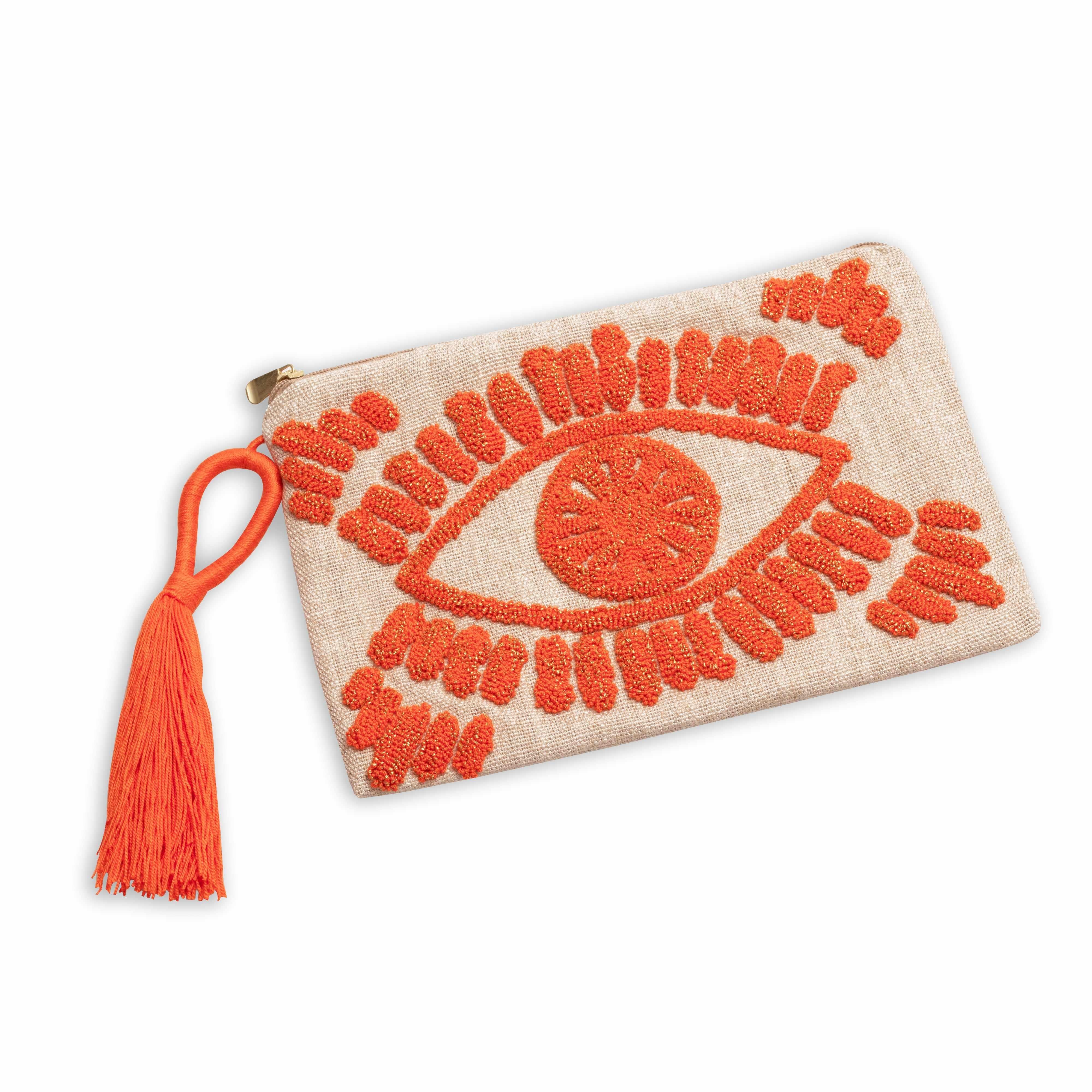 Clutch Bag Evil Eye Linen Clutch Bag - Jewellery | Mezi | MEZI