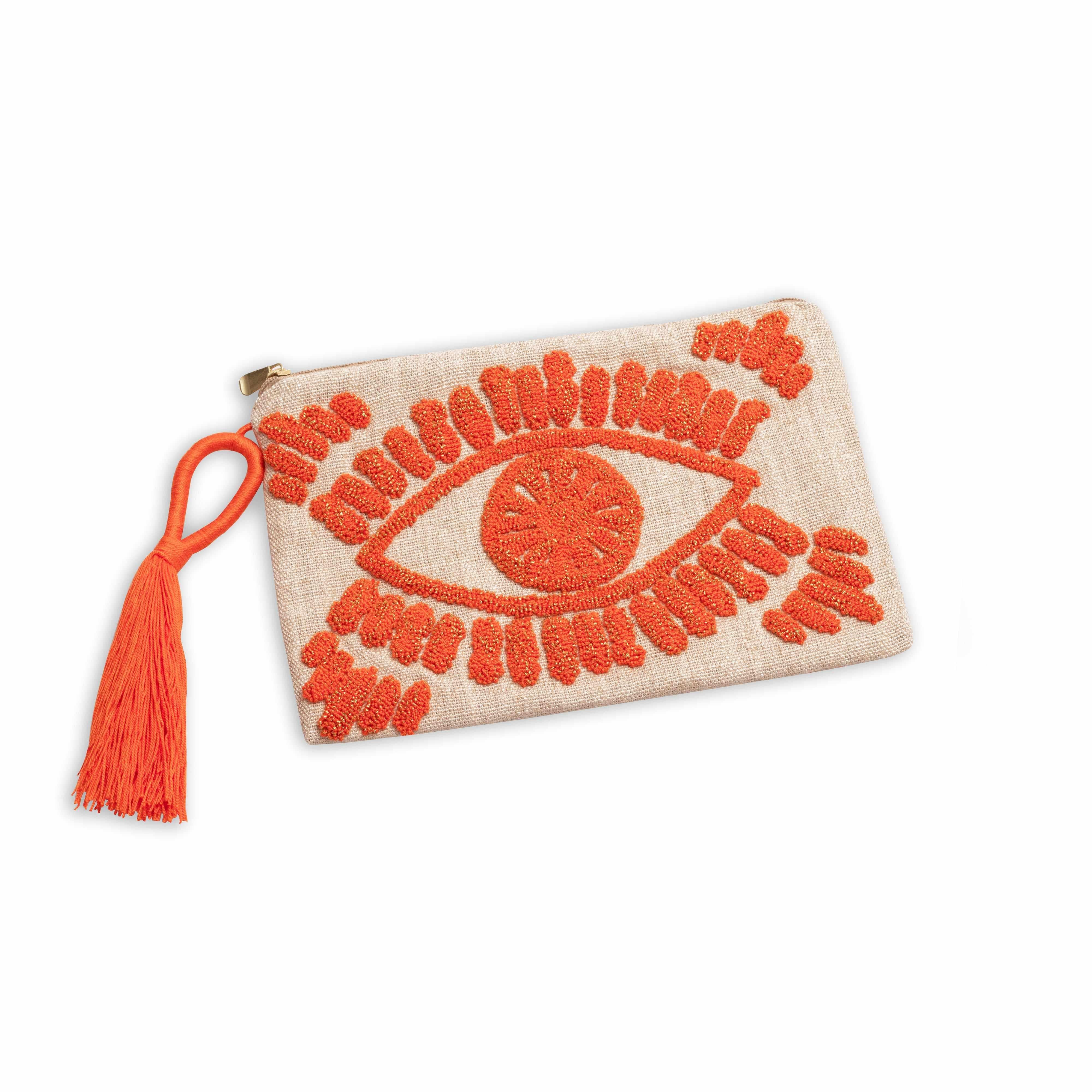 Clutch Bag Evil Eye Linen Clutch Bag - Jewellery | Mezi | MEZI