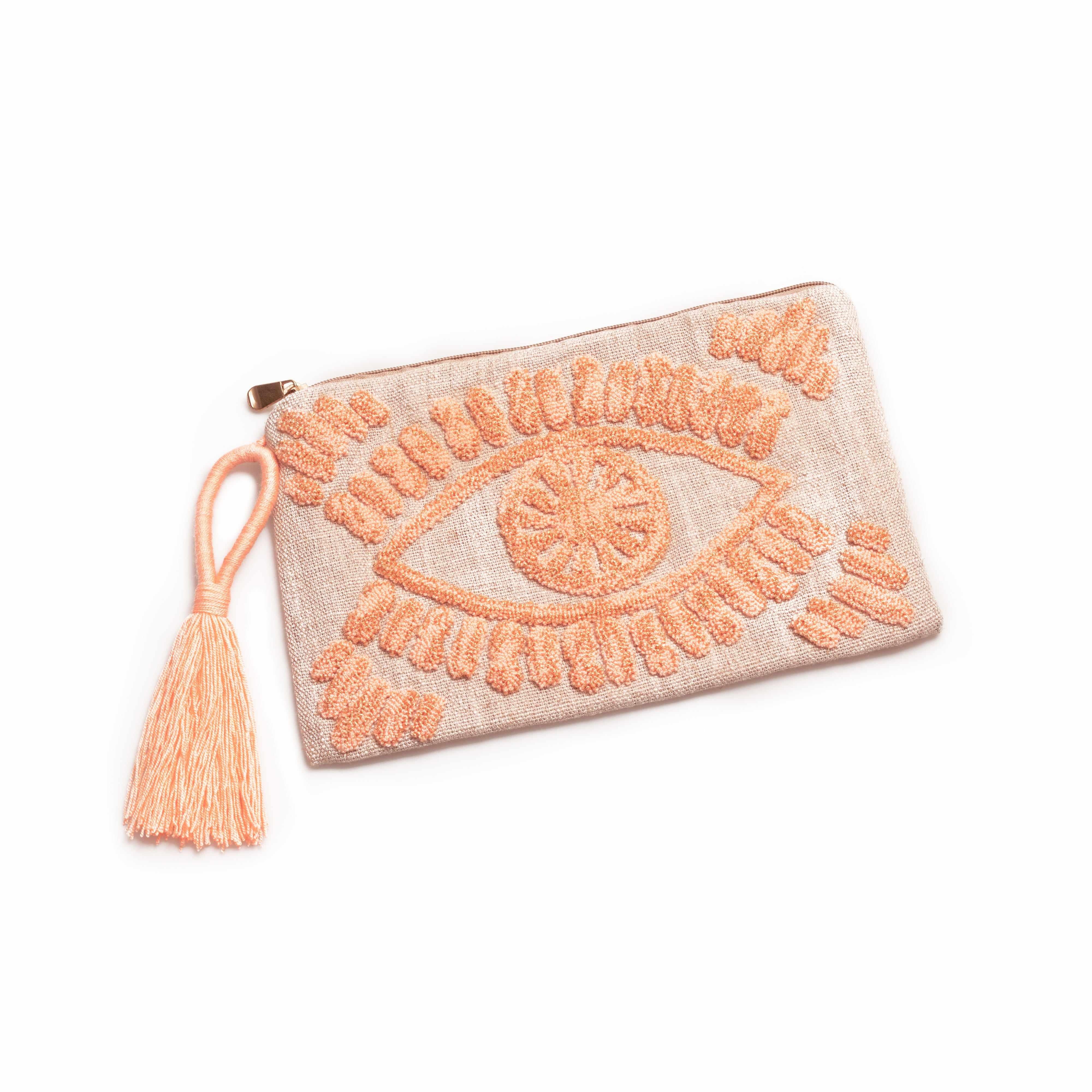 Clutch Bag Evil Eye Linen Clutch Bag - Jewellery | Mezi | MEZI