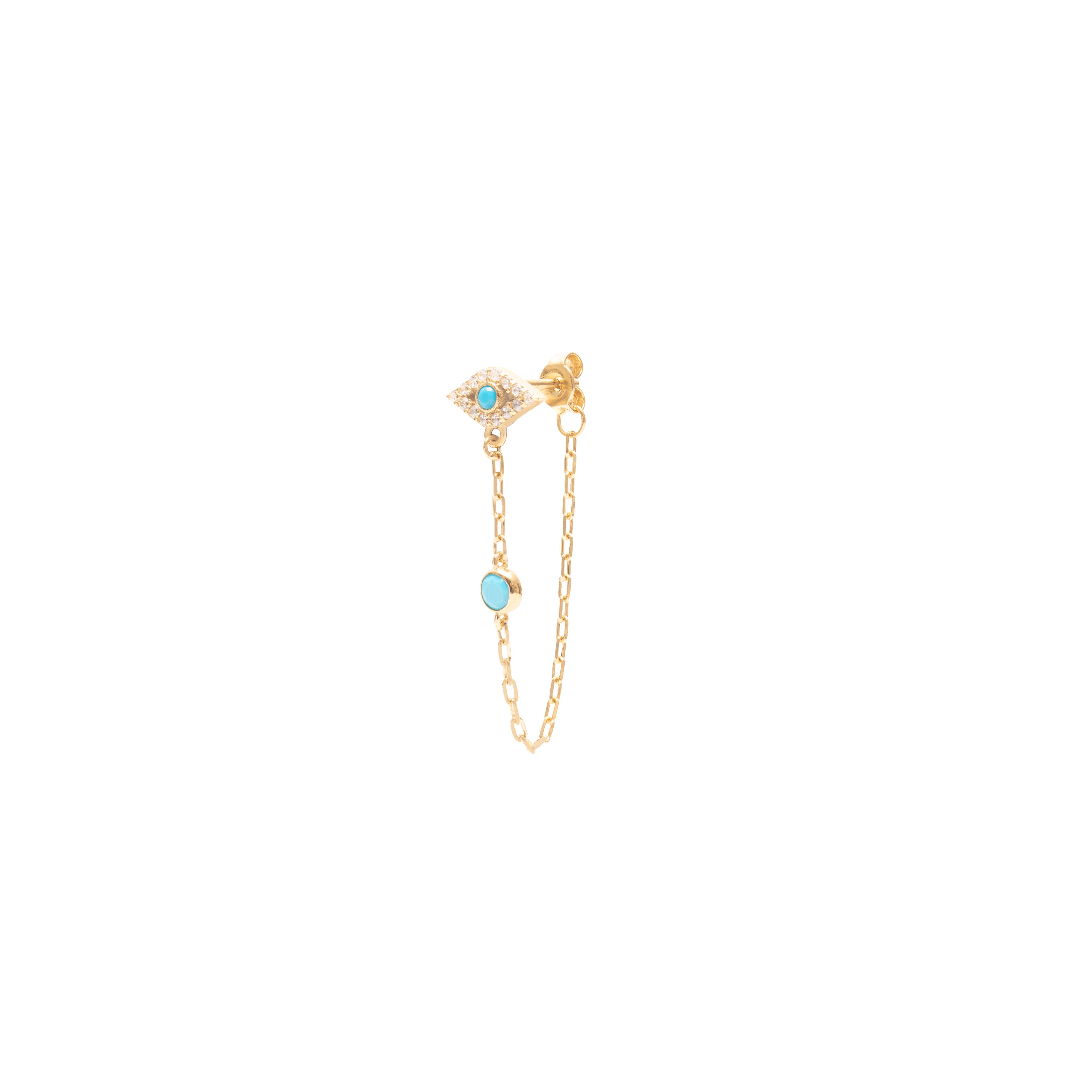 Gold Vermeil Gold Evil Eye Crystal Earring - Jewellery | Mezi | MEZI