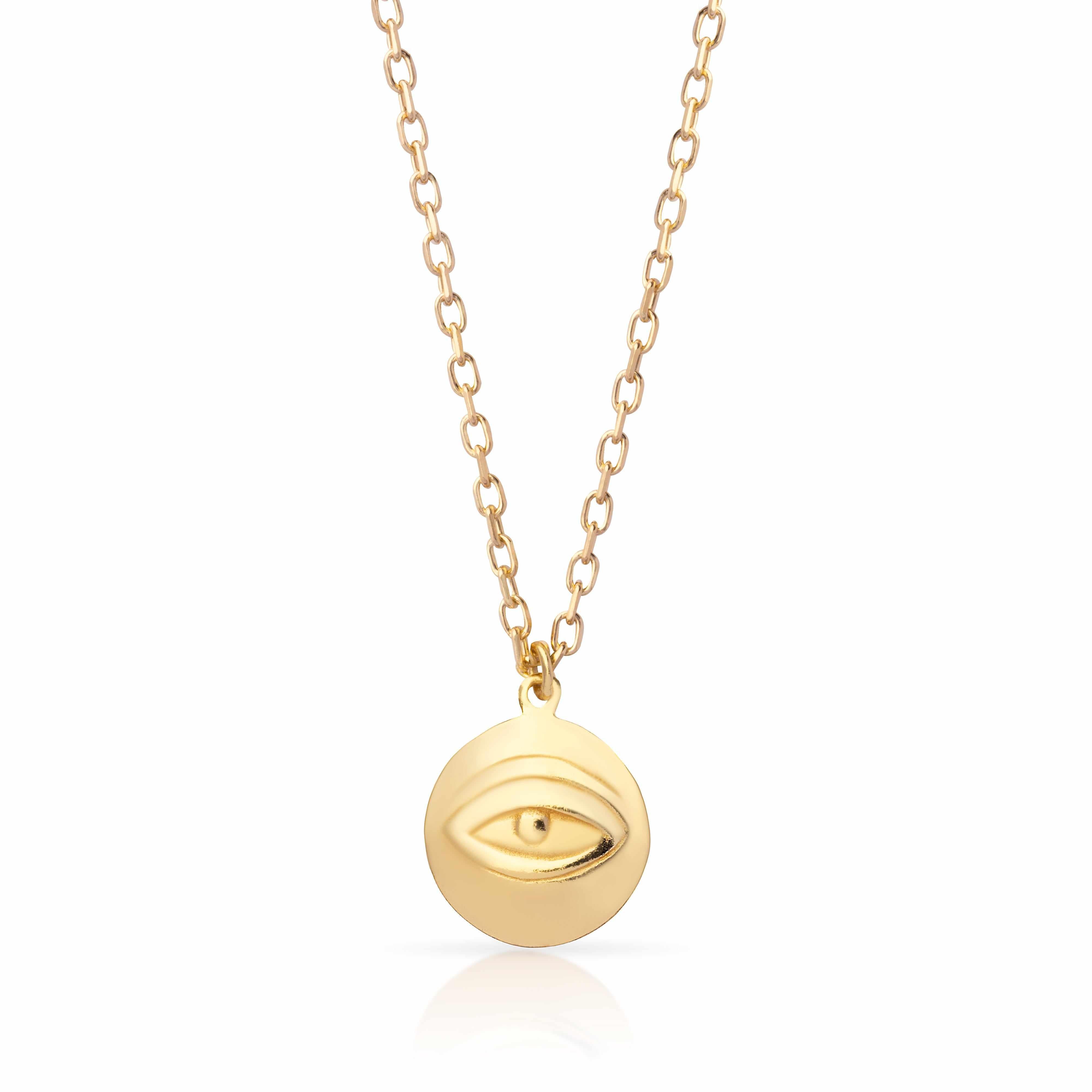 Evil Eye Gold Vermeil Disc Pendant Necklace