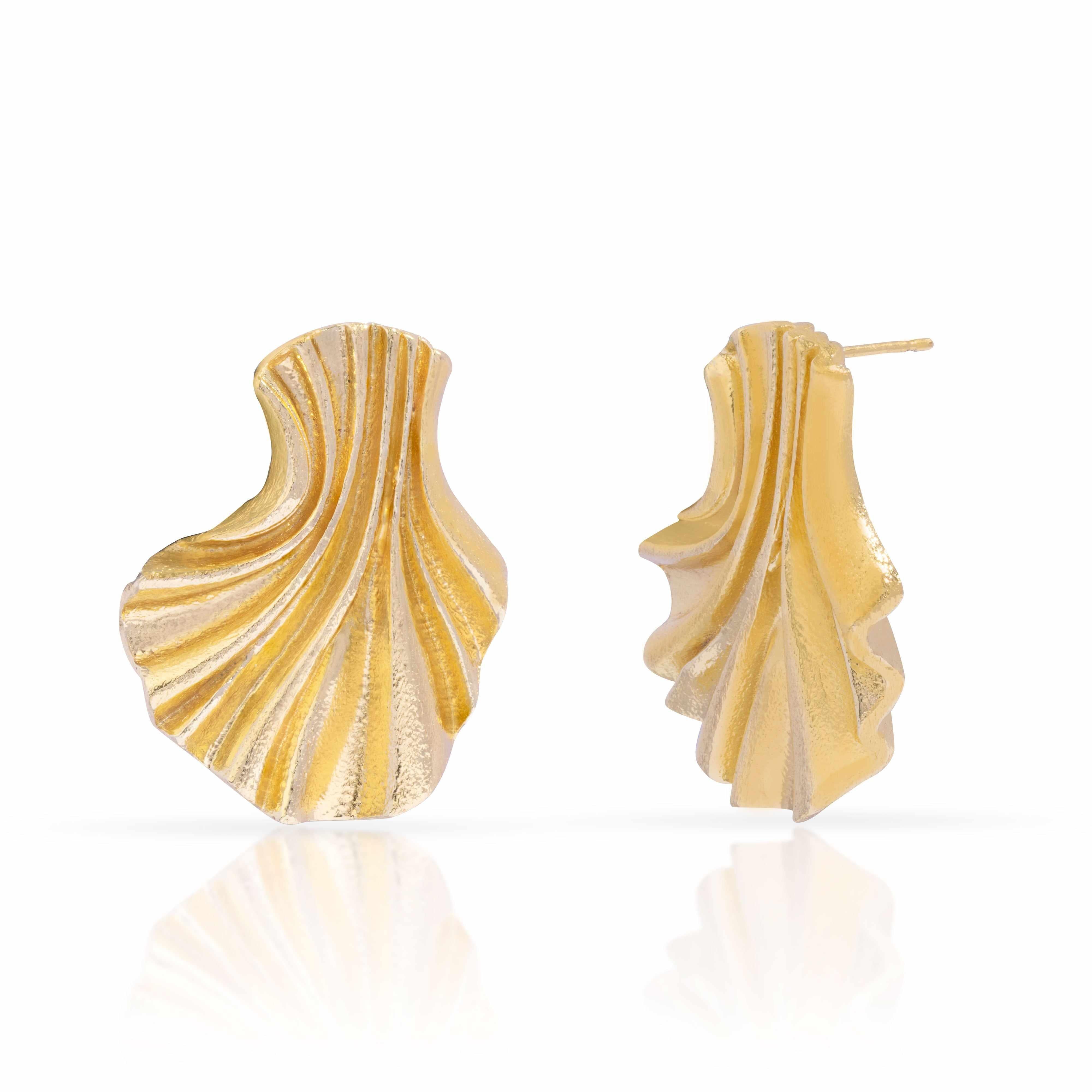 Gold Sloane Fan Stud Earrings - Jewellery | Mezi | MEZI