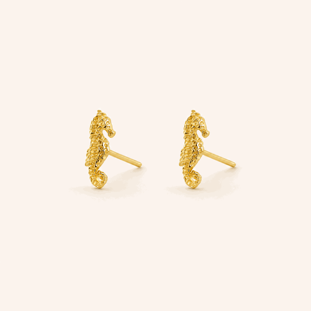 Seahorse 2 micron studs, sterling silver