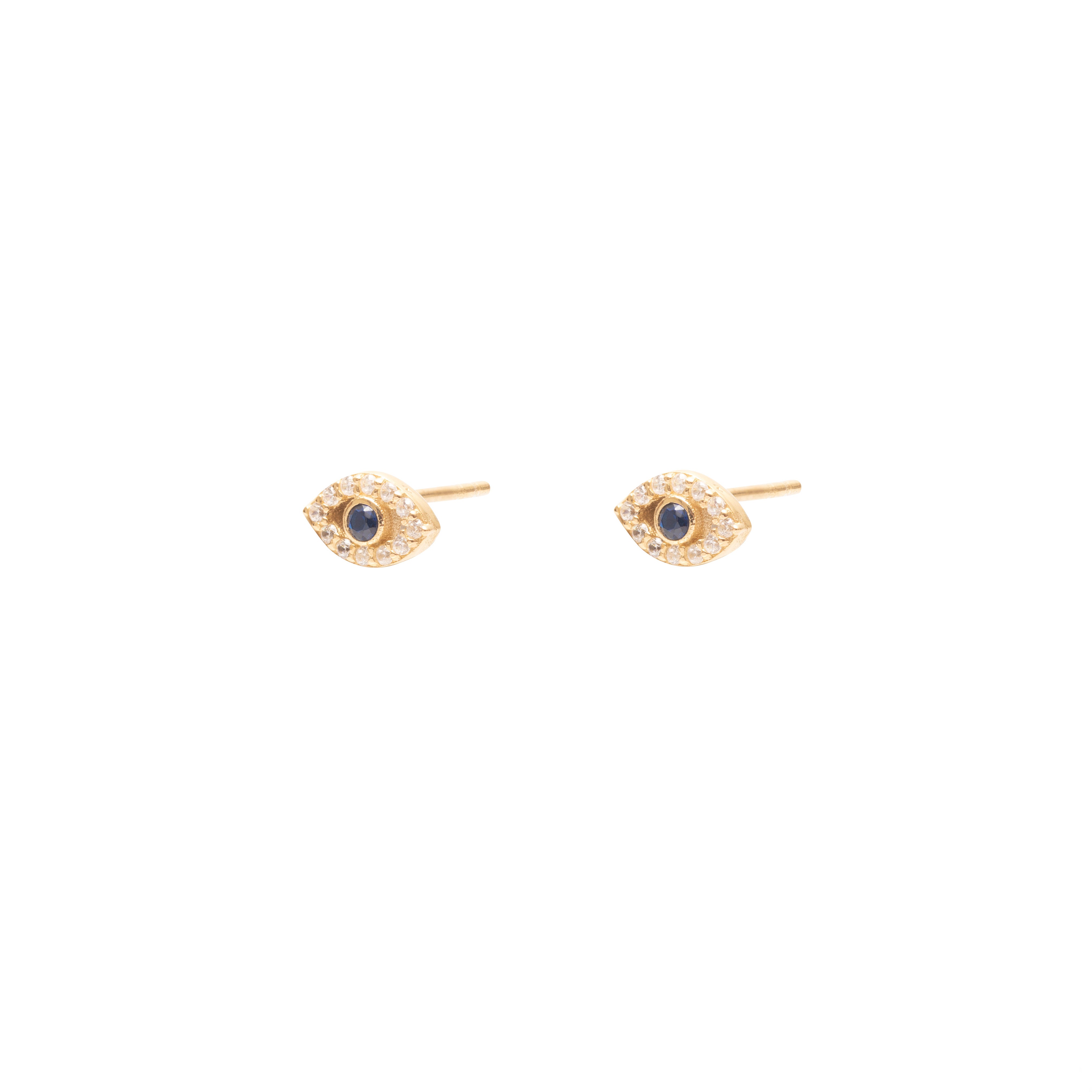 Sterling Silver Gold Plated Henna Evil Eye Studs - Jewellery | Mezi | MEZI