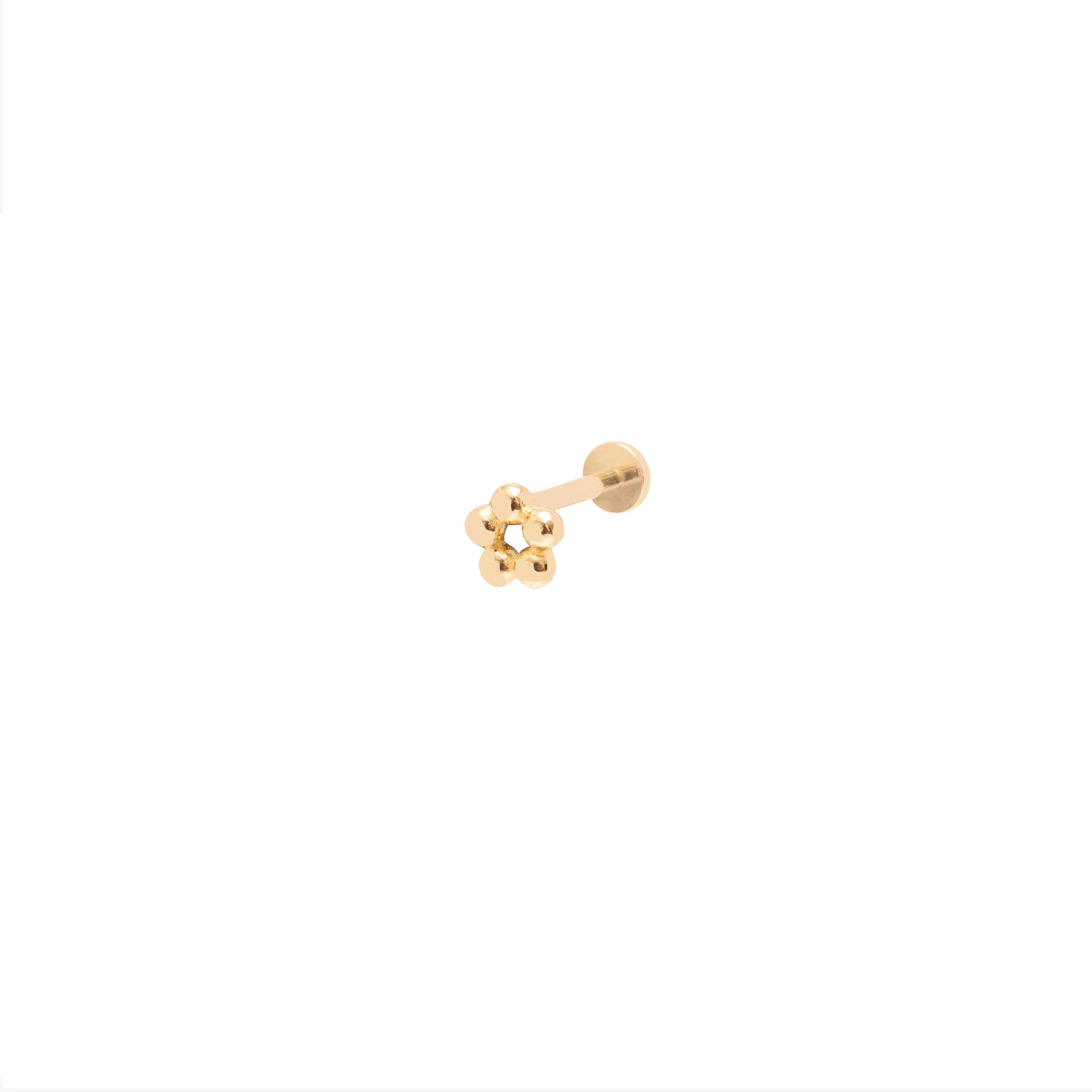 Round hollow bead 14k gold Labret bar | MEZI