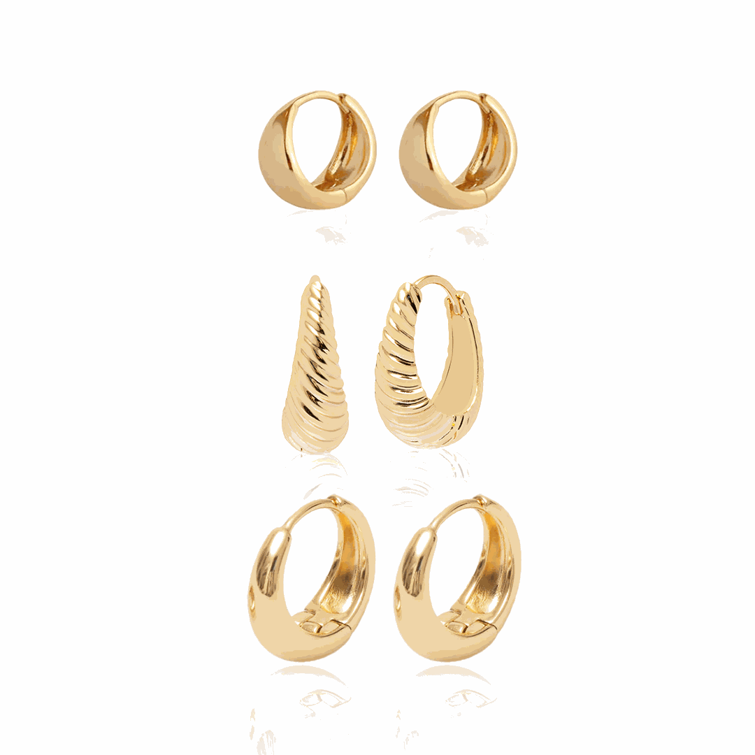 Luxe Curve huggie earring stack featuring Austin Karia and Orson hoops
