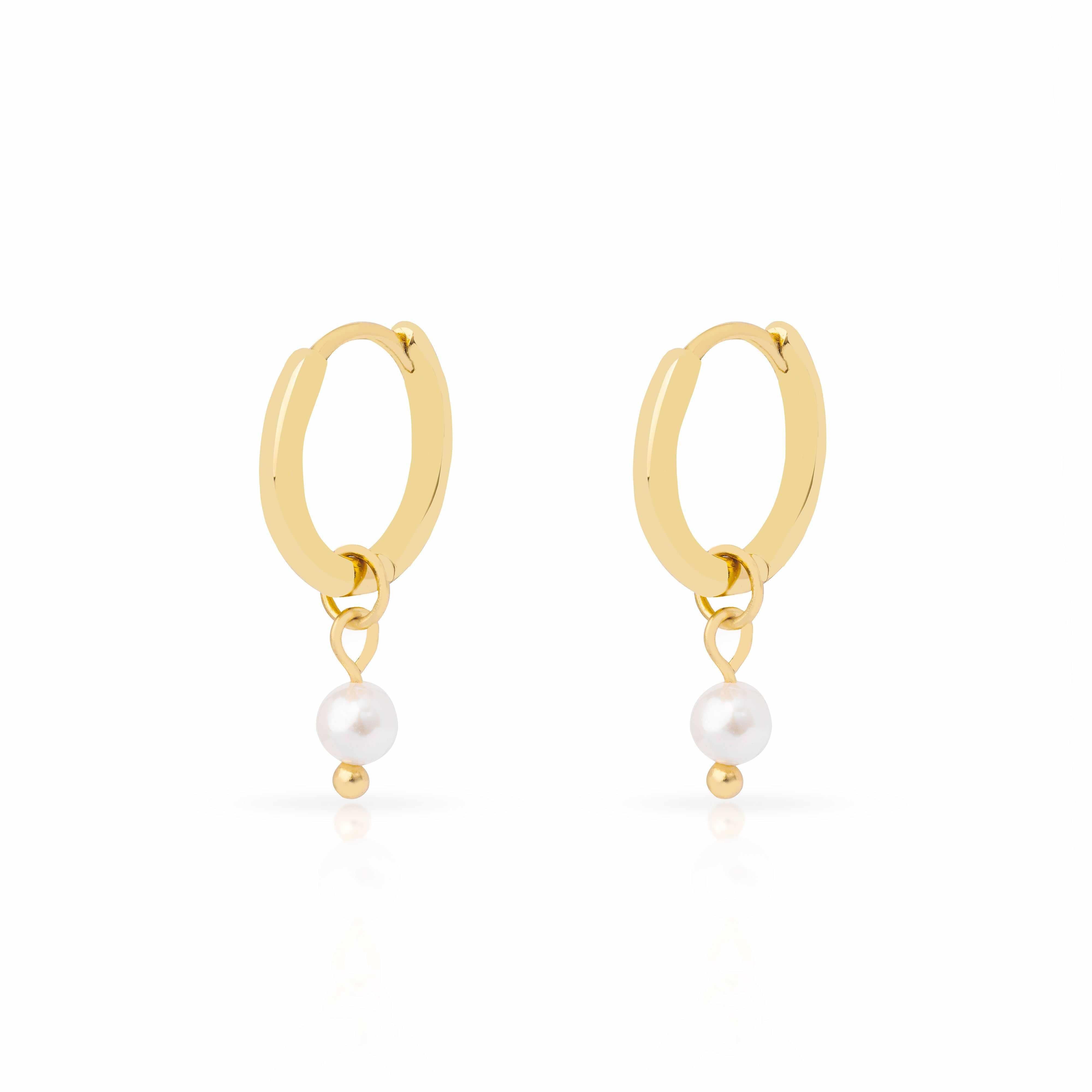 Orlina Hoop Freshwater Pearl charm Earrings | MEZI