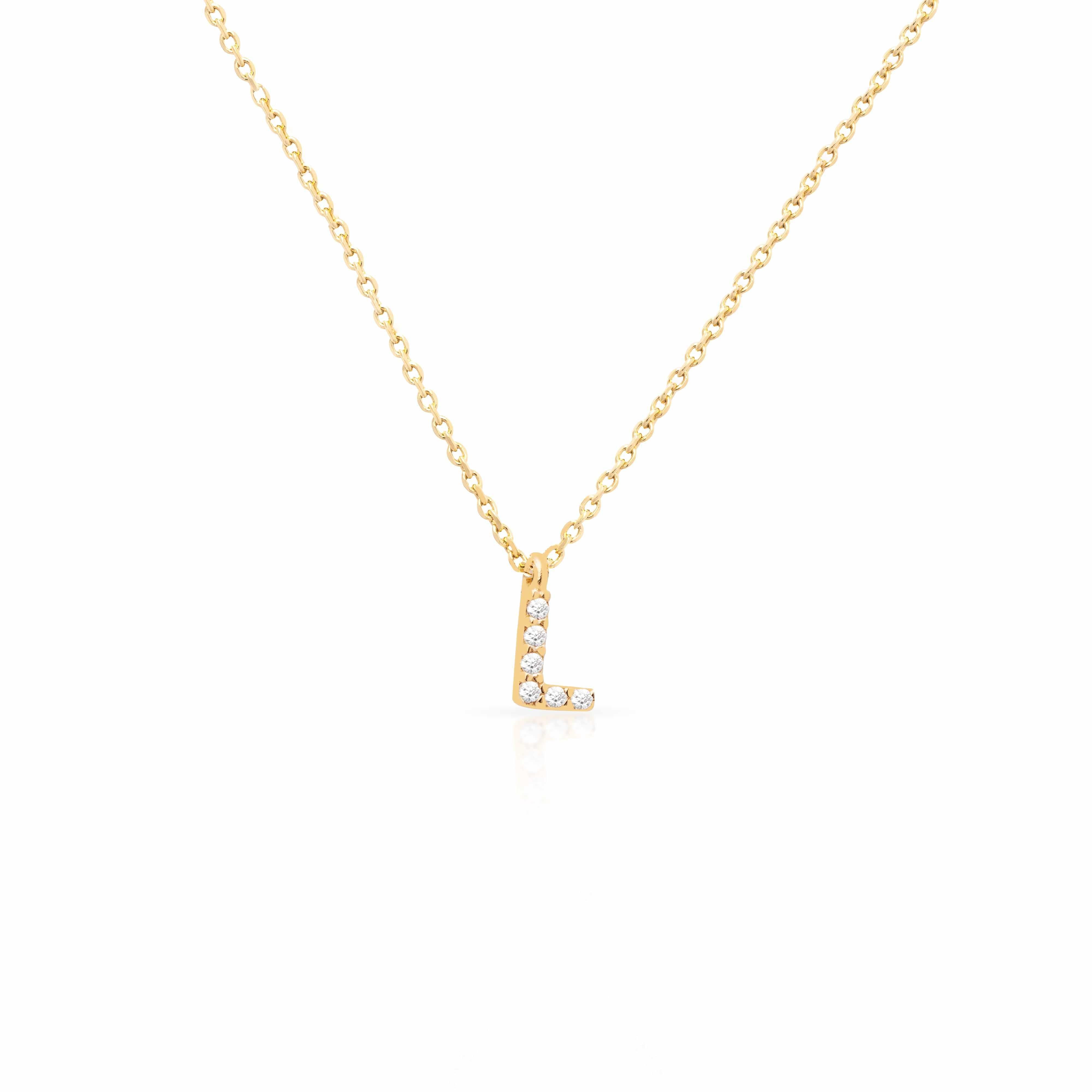 Initial crystal small pendant necklace Jewellery | Mezi | MEZI