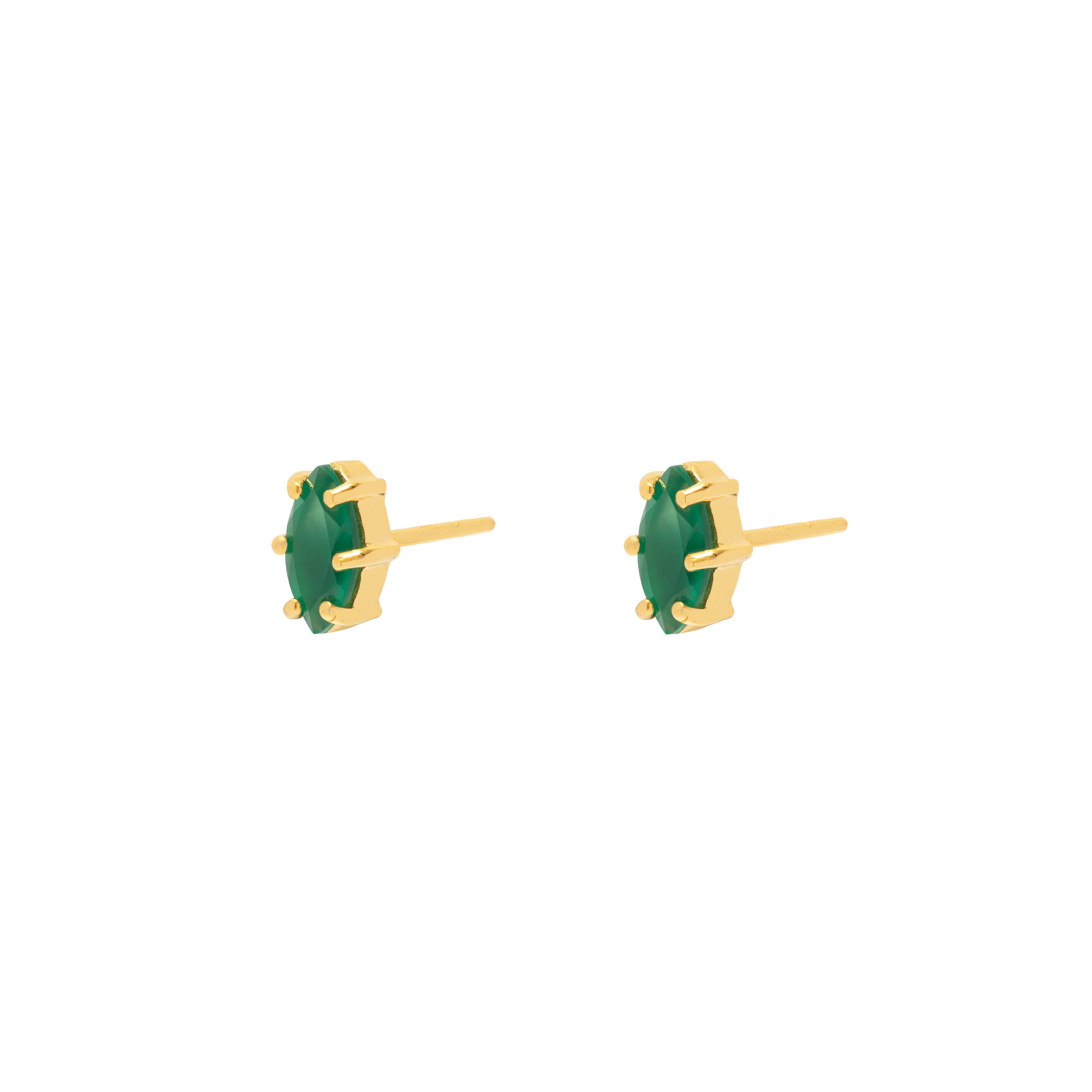 Gold Karina Natural Stone Stud Earrings - Jewellery | Mezi | MEZI