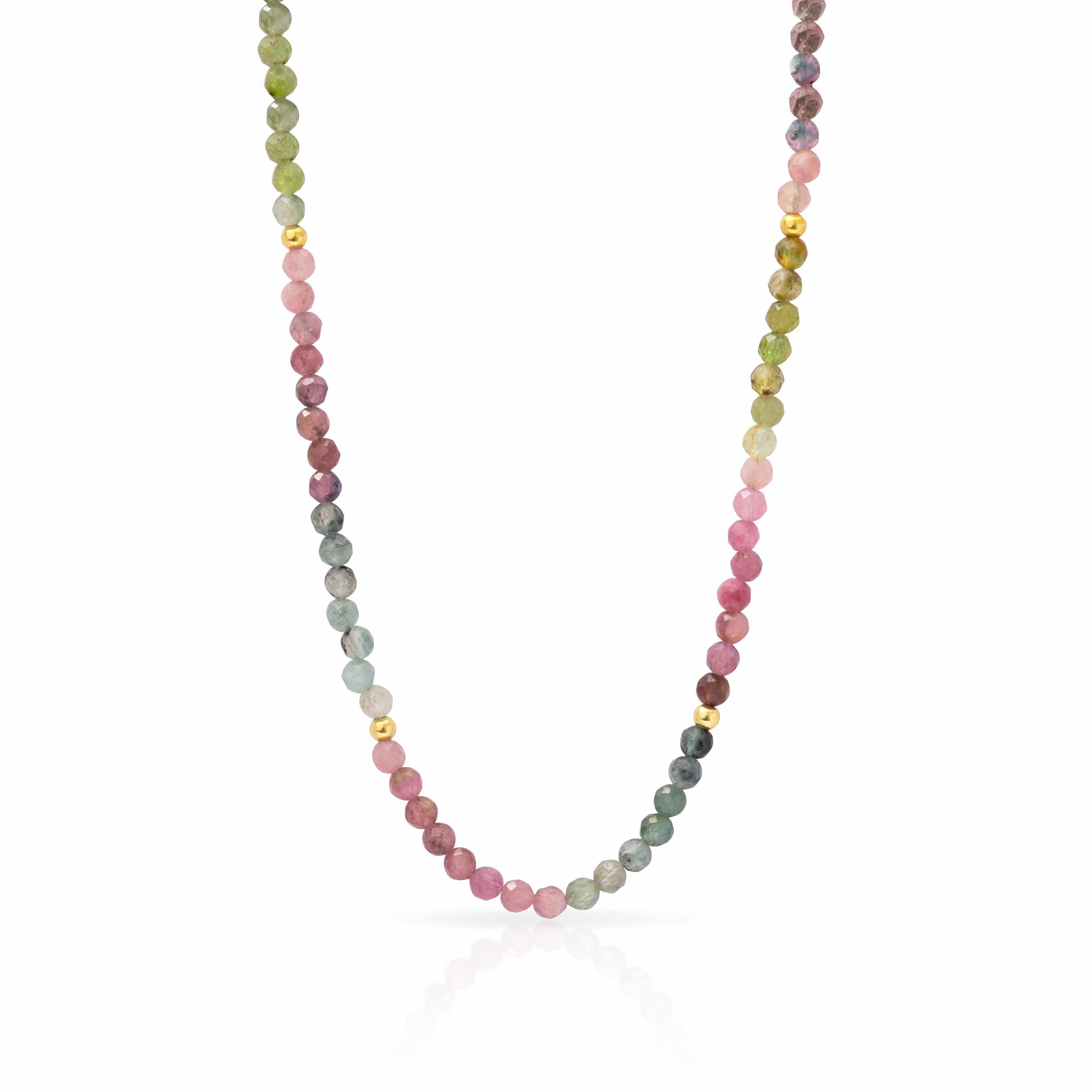 Gold Klara Natural Stone Beaded Necklace - Jewellery | Mezi | MEZI