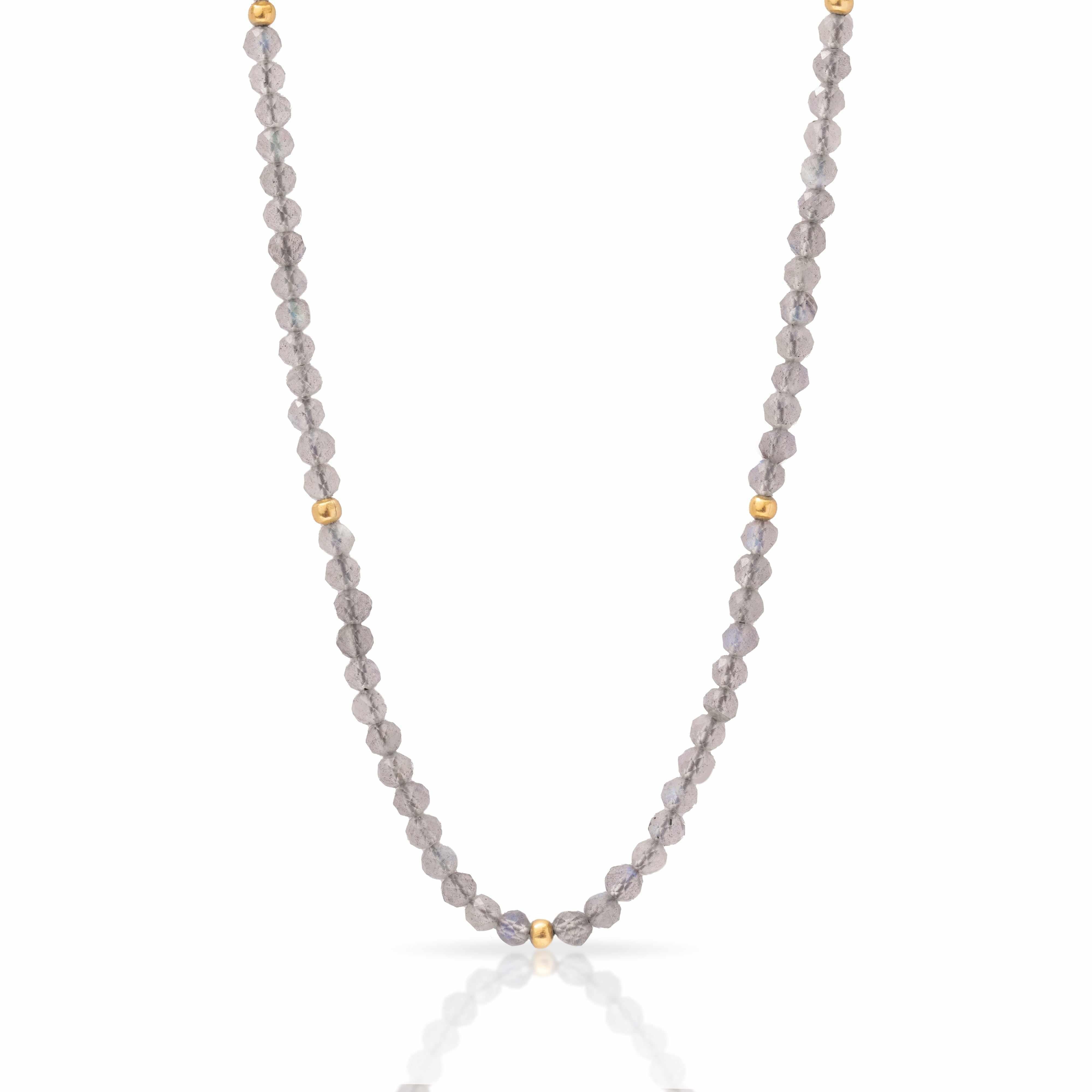Gold Klara Natural Stone Beaded Necklace - Jewellery | Mezi | MEZI