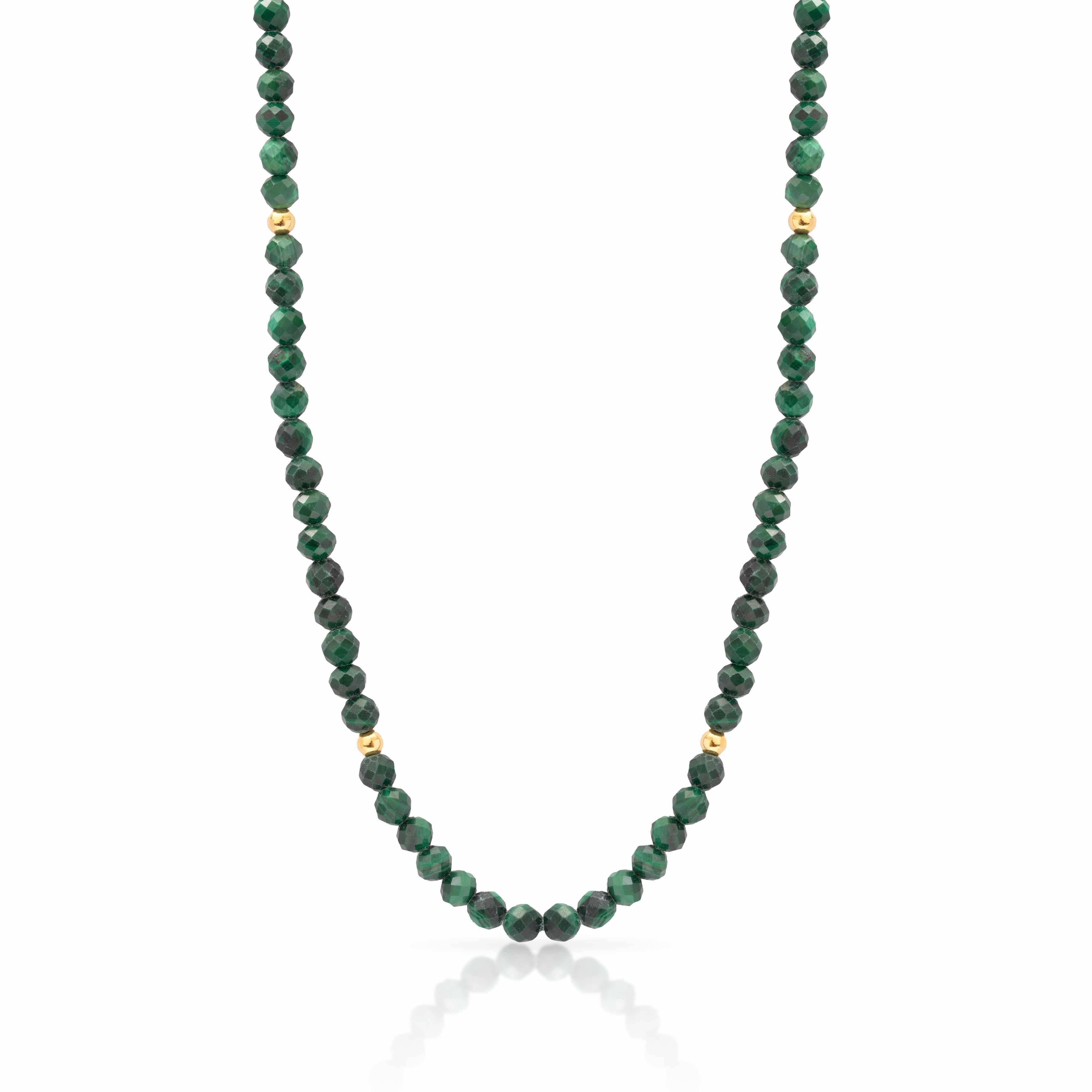 Gold Klara Natural Stone Beaded Necklace - Jewellery | Mezi | MEZI
