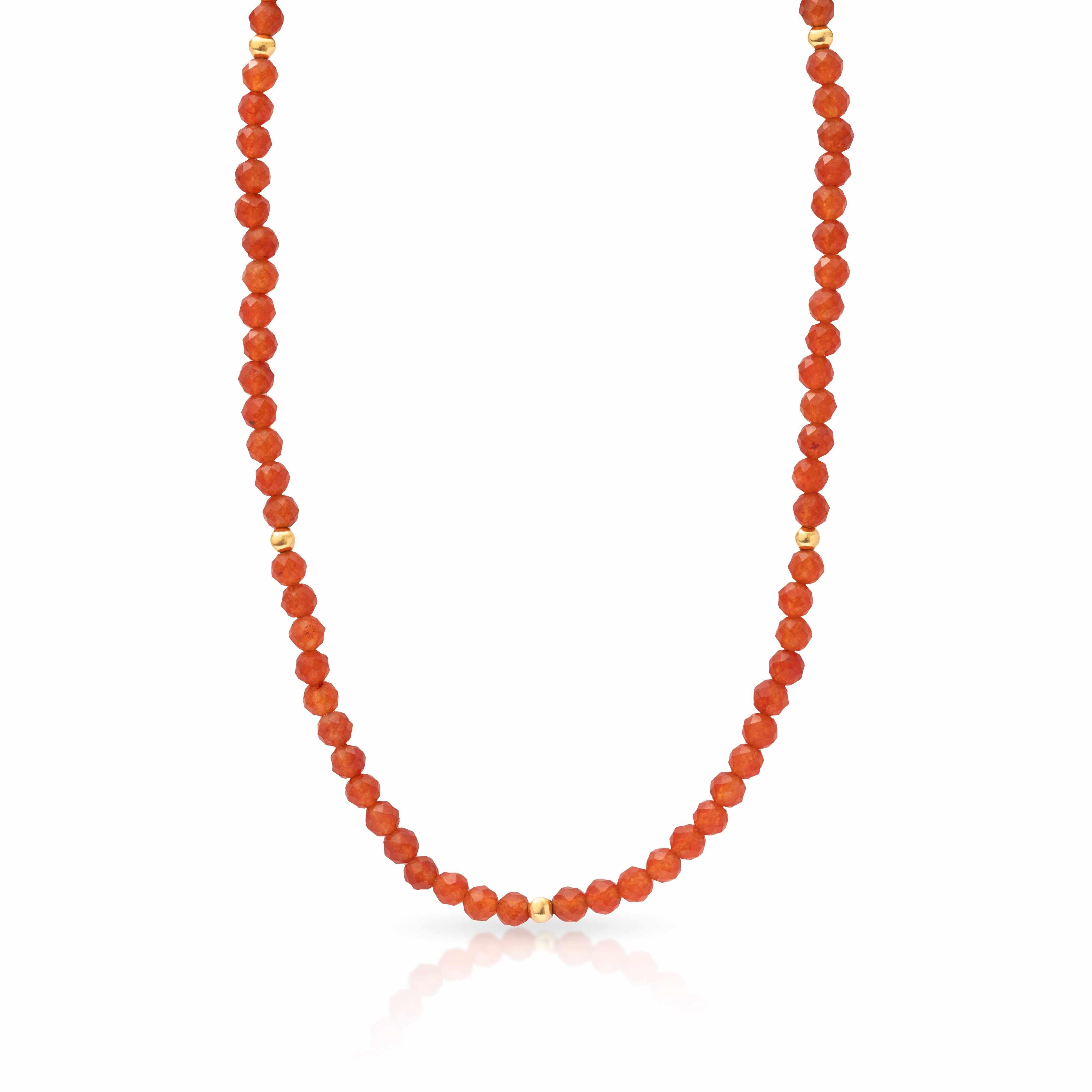 Gold Klara Natural Stone Beaded Necklace - Jewellery | Mezi | MEZI