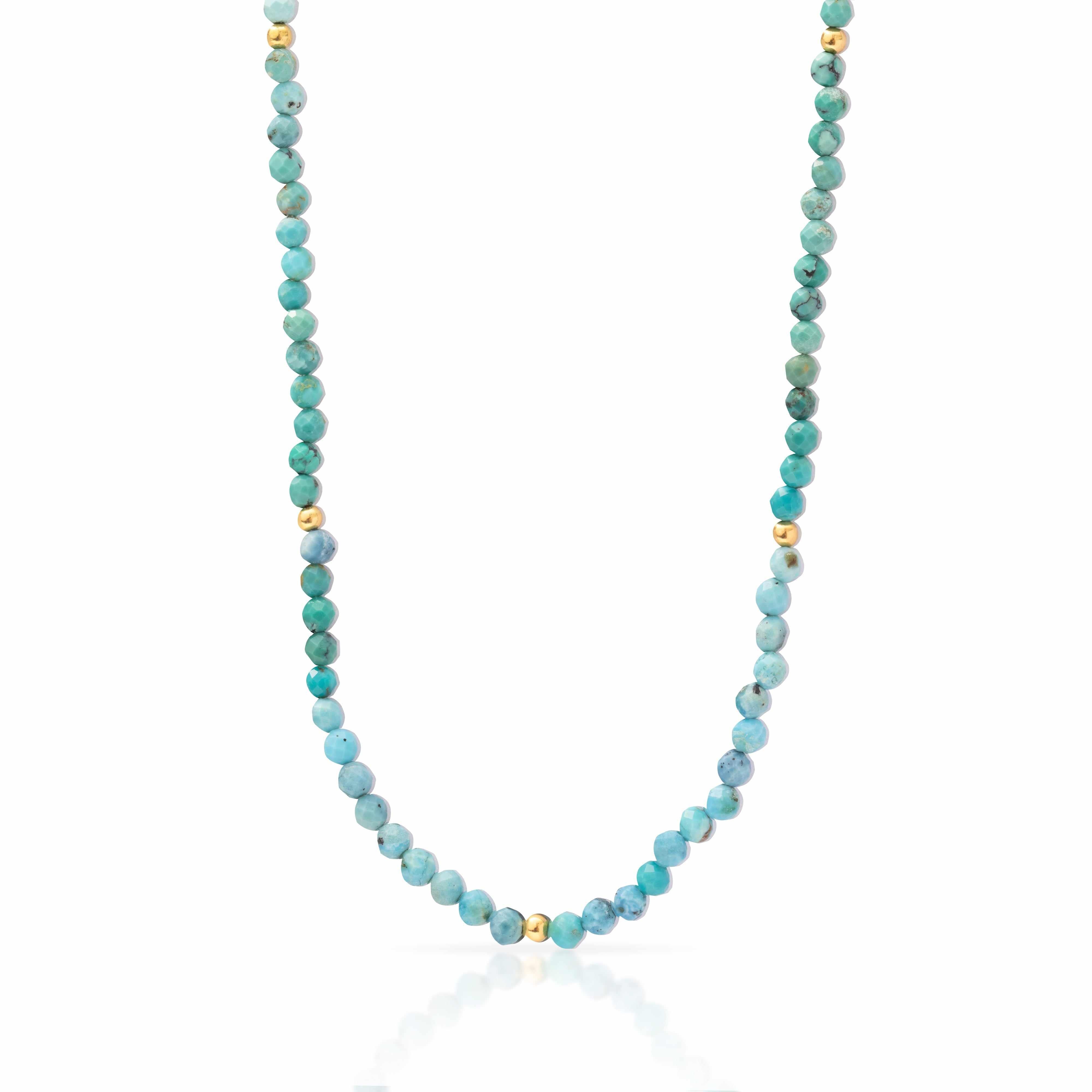 Gold Klara Natural Stone Beaded Necklace - Jewellery | Mezi | MEZI