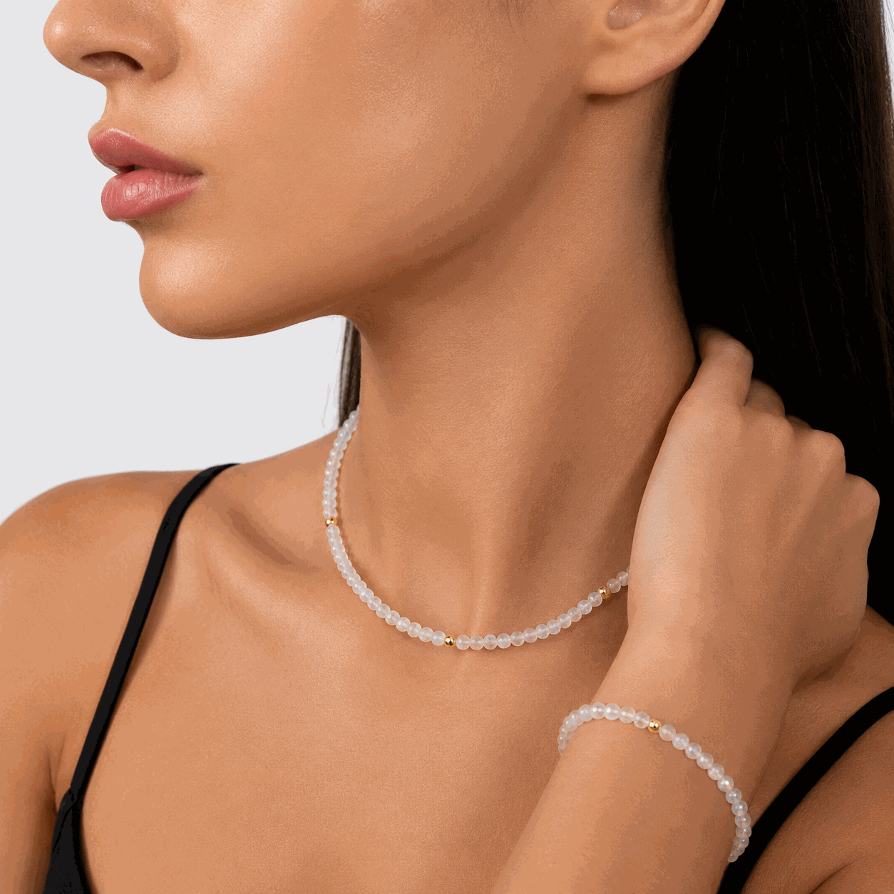 Klara Gemstone Necklace & Bracelet Set | MEZI | MEZI