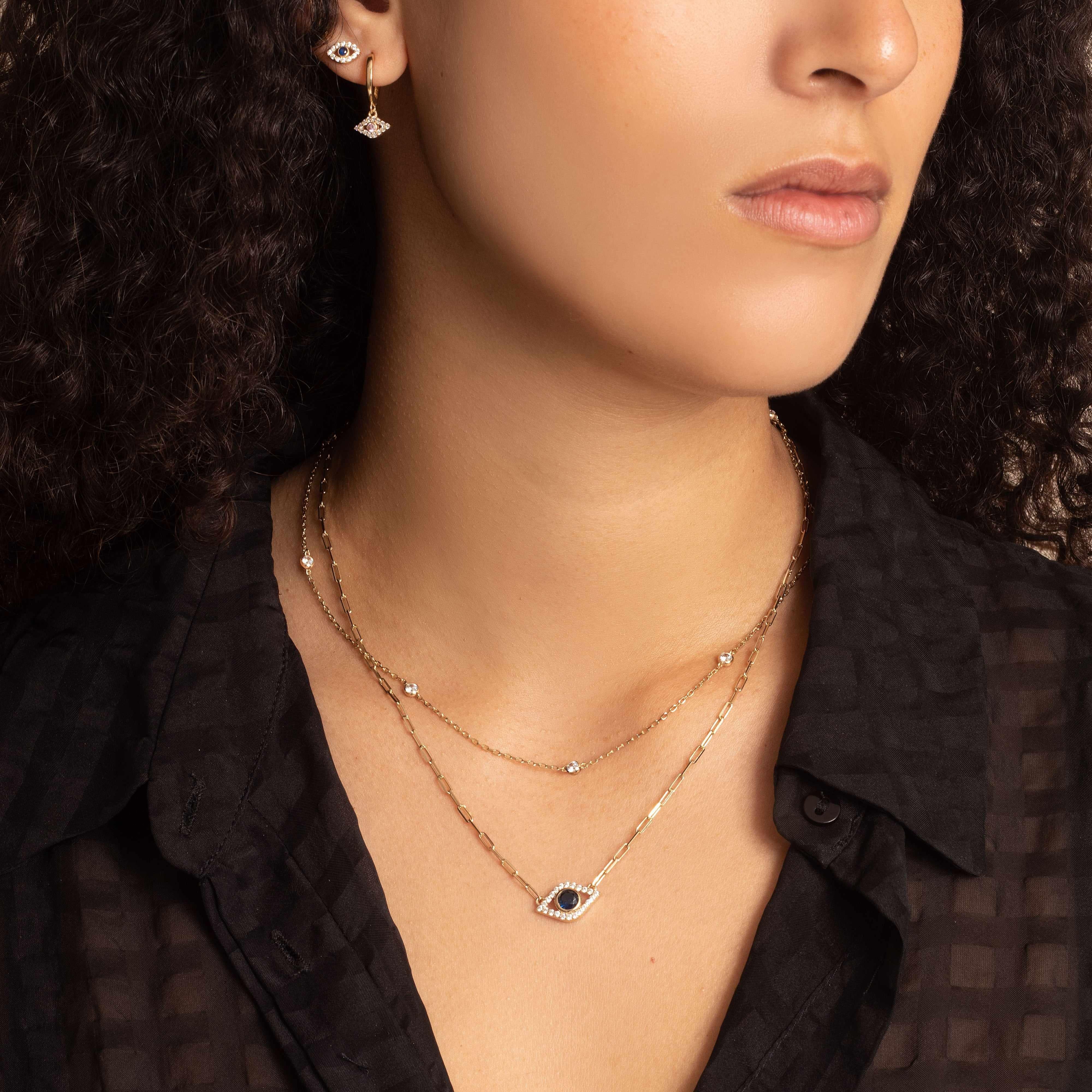 Sterling Silver Gold Plated Tatia Evil Eye Pendant - Jewellery | Mezi  | MEZI
