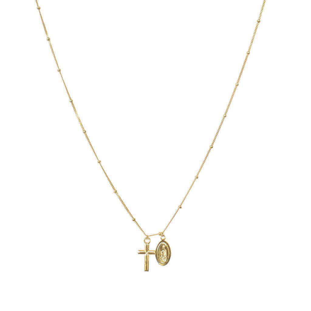 Mary and Cross Necklace
