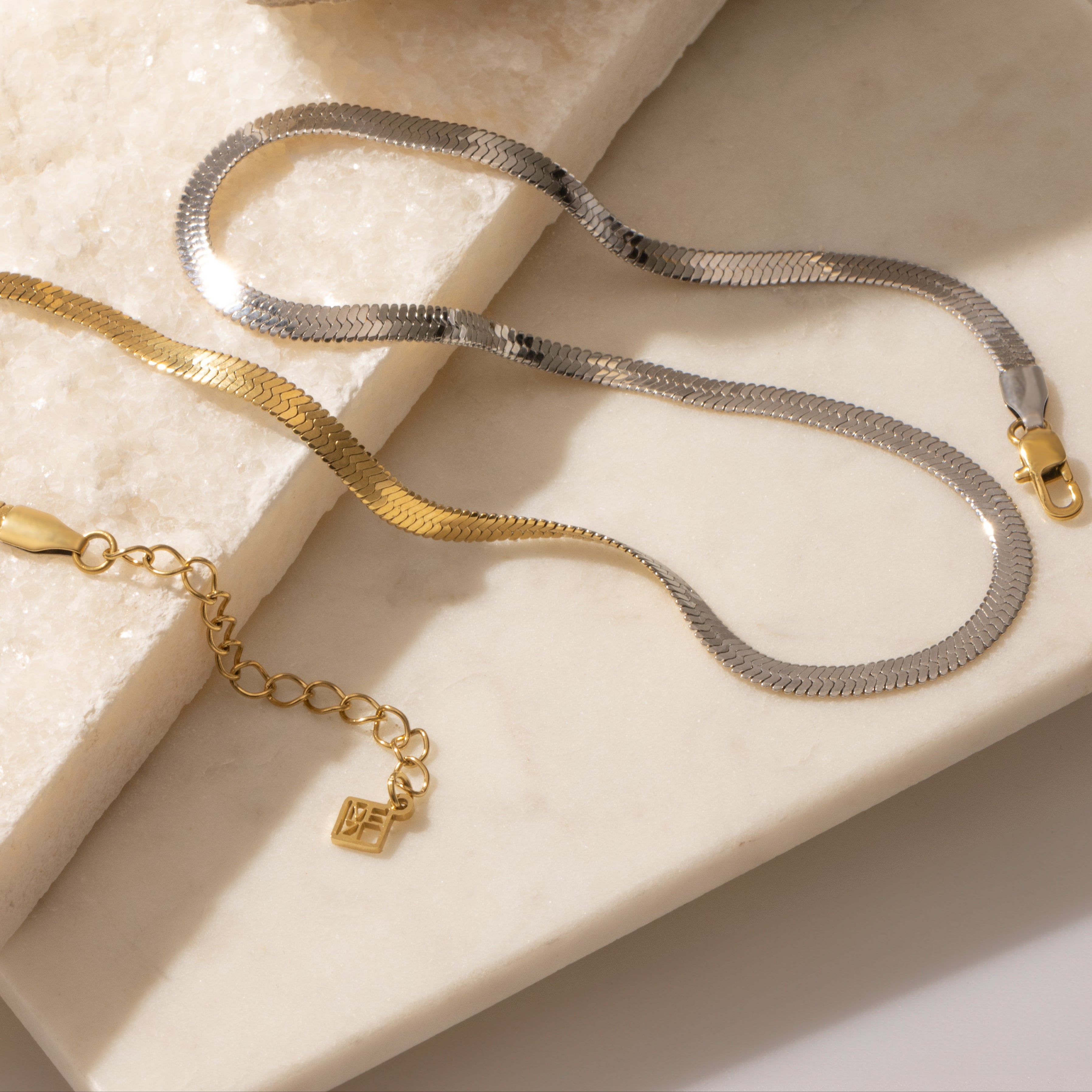 mezi snake chain mix double sided necklace