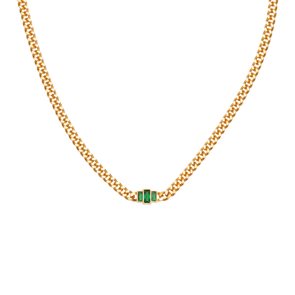 Oblong crystal chain necklace