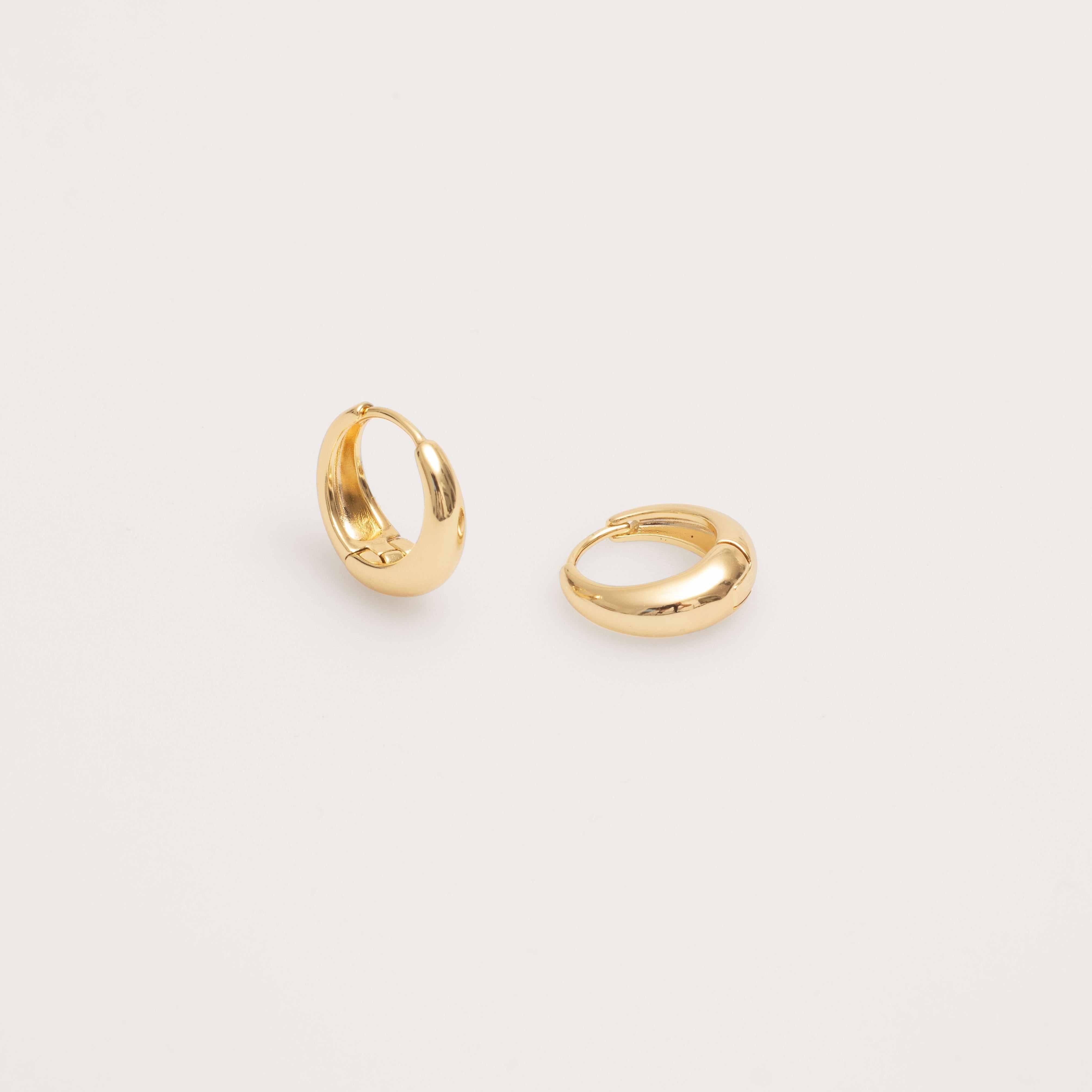 Mezi 14k Gold Plated Orson Huggie Hoop Earrings | Jewellery | MEZI | MEZI