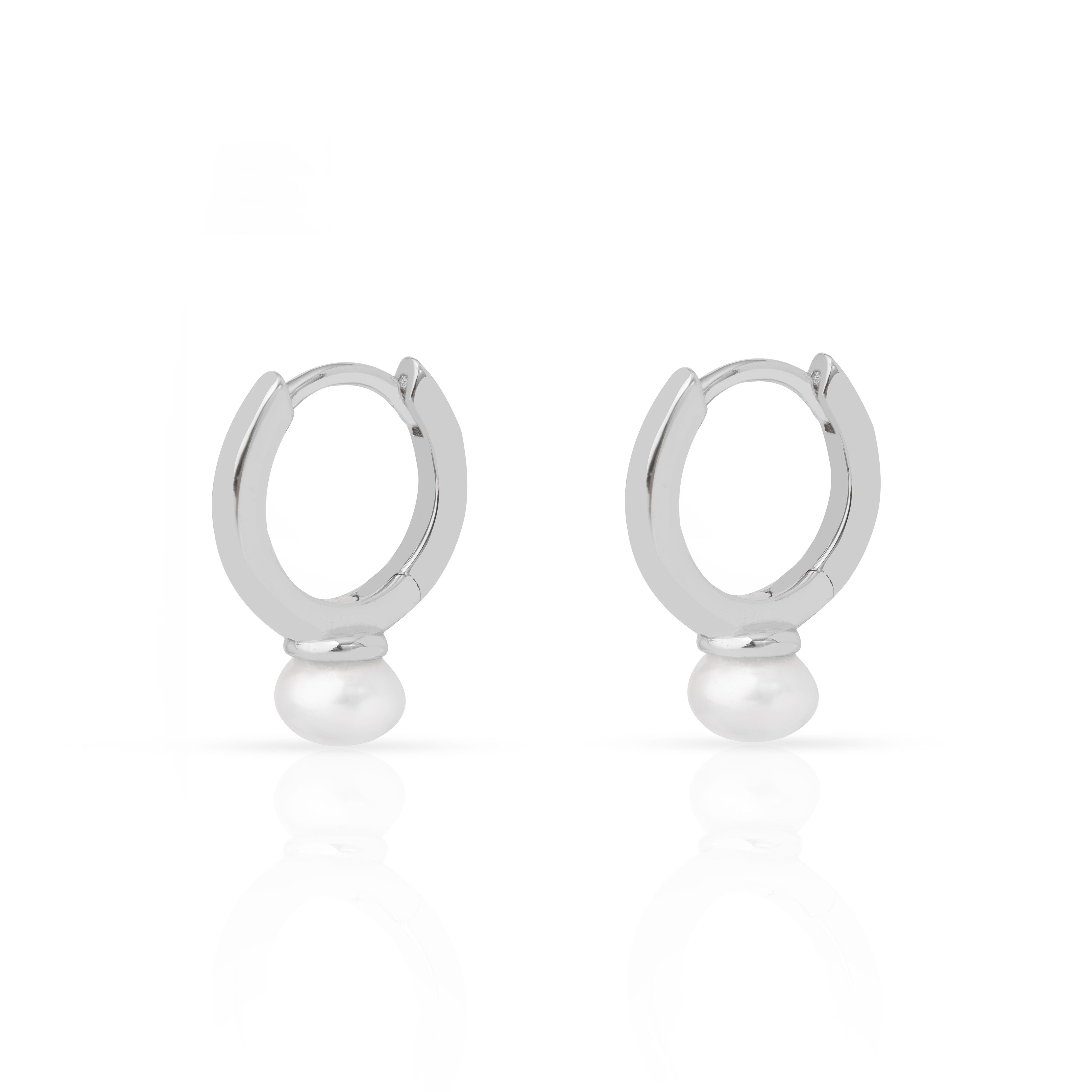 Kati Pearl Drop Hoop Huggie Drop Earrings  | MEZI