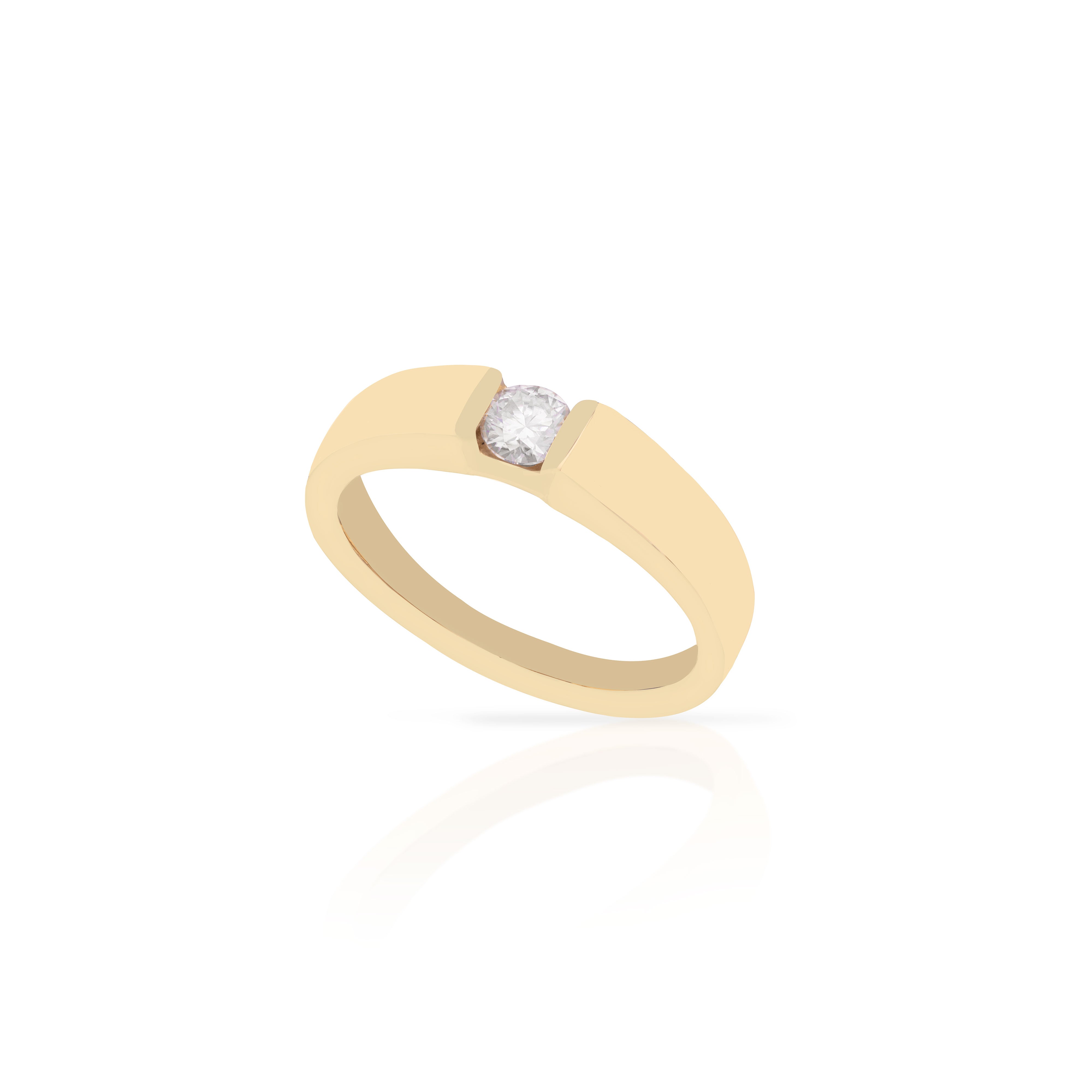 Gold - Sterling Silver Solara Contemporary Moissanite Ring - Jewellery | Mezi | MEZI