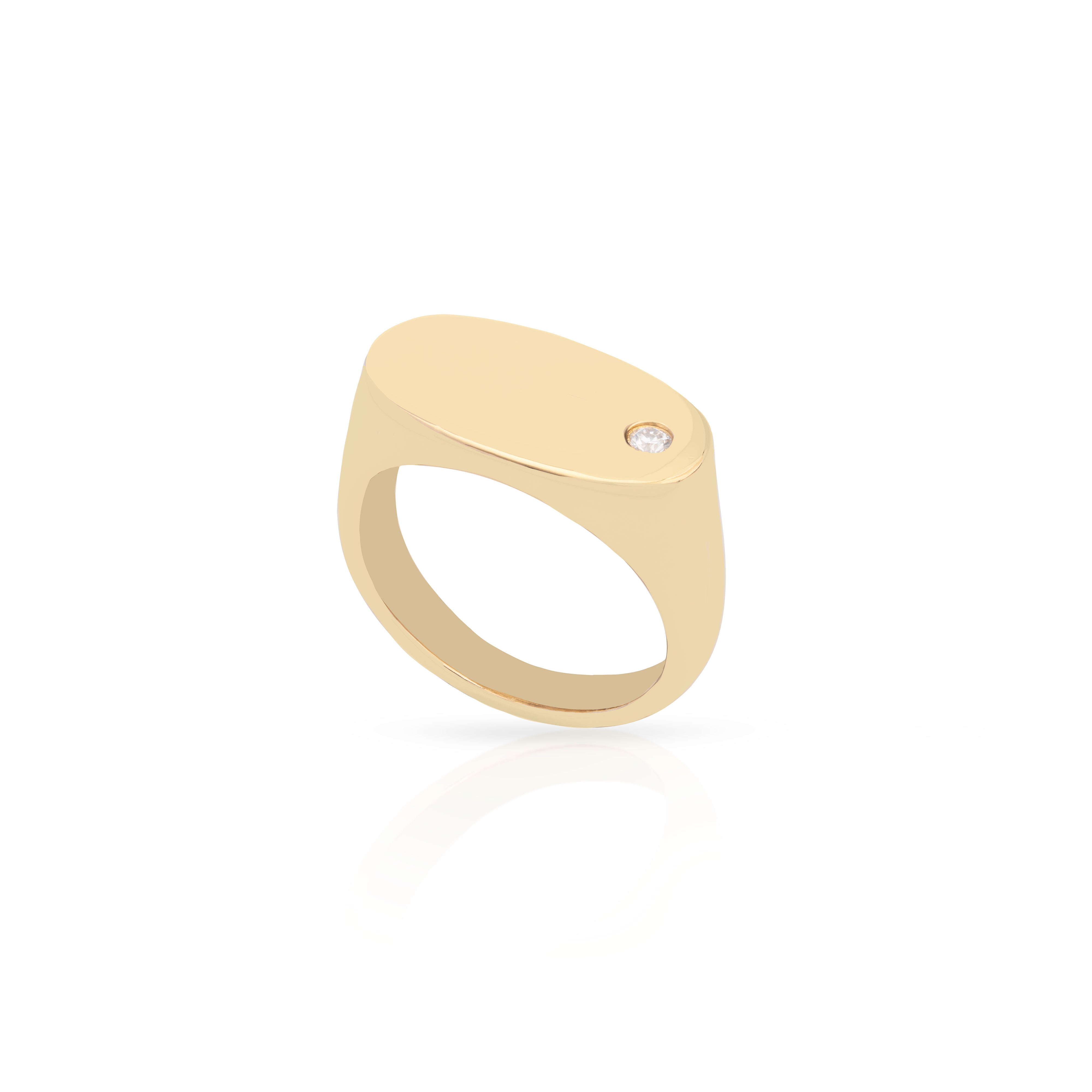 Oro Oval Moissanite Signet Ring Sterling Silver, Gold Vermeil Plating | MEZI