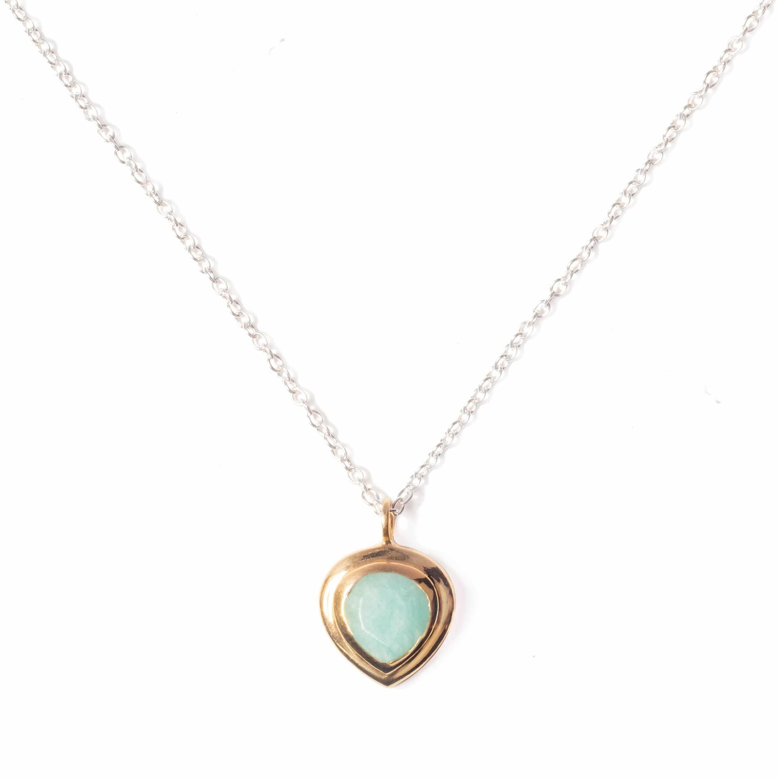 Sterling Silver Gold Suda Natural Stone Pendant - Jewellery | Mezi | MEZI