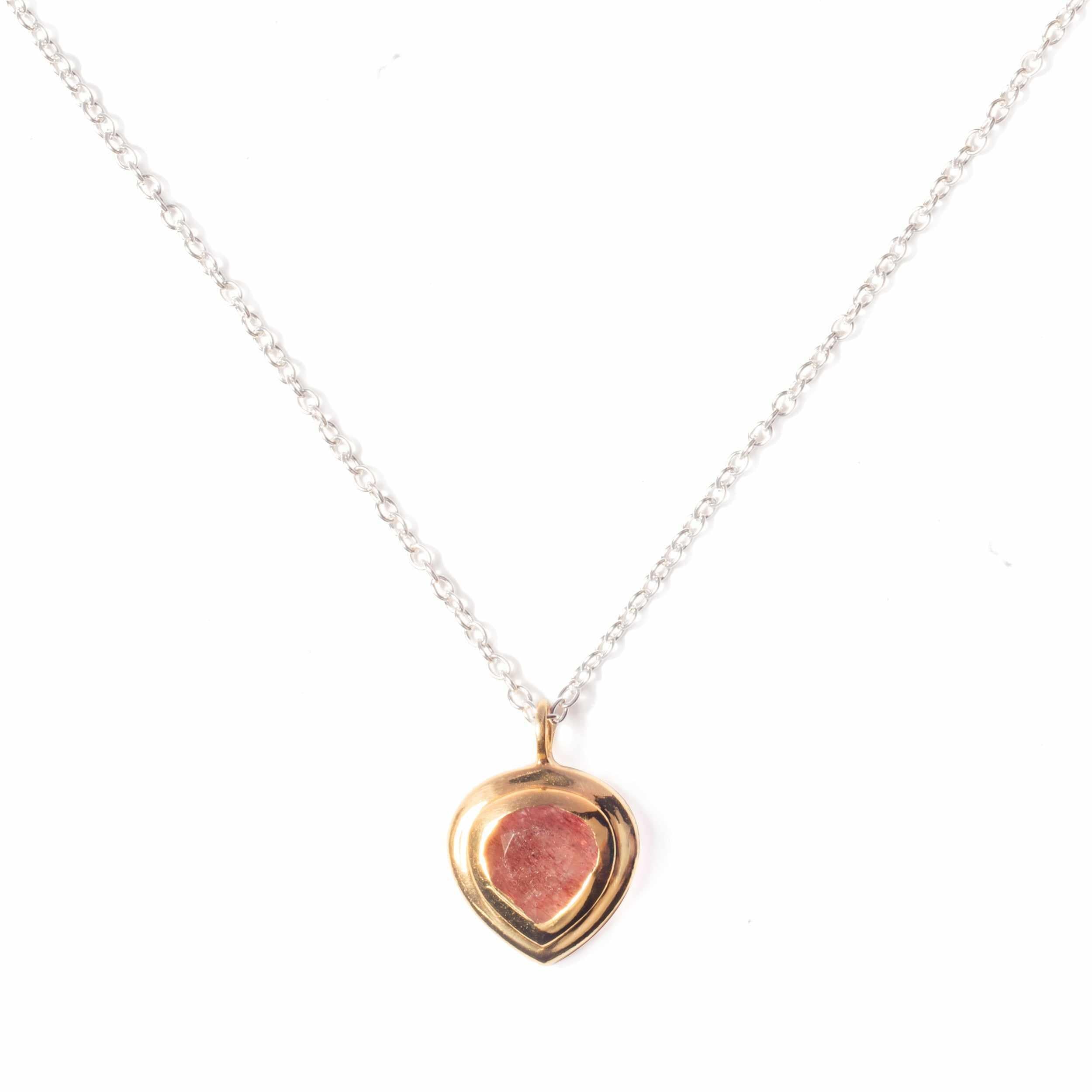 Sterling Silver Gold Suda Natural Stone Pendant - Jewellery | Mezi | MEZI
