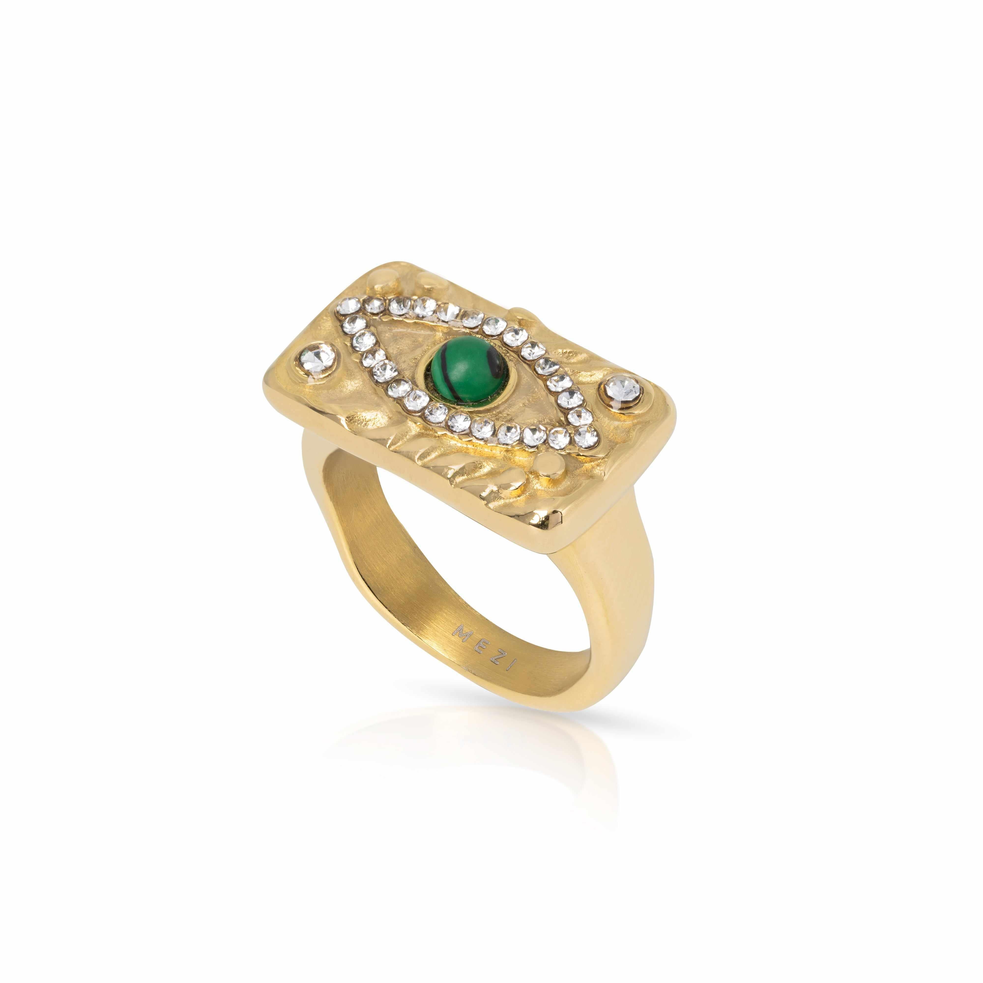 Waterproof Gold Tari Evil Eye Ring - Jewellery | Mezi | MEZI