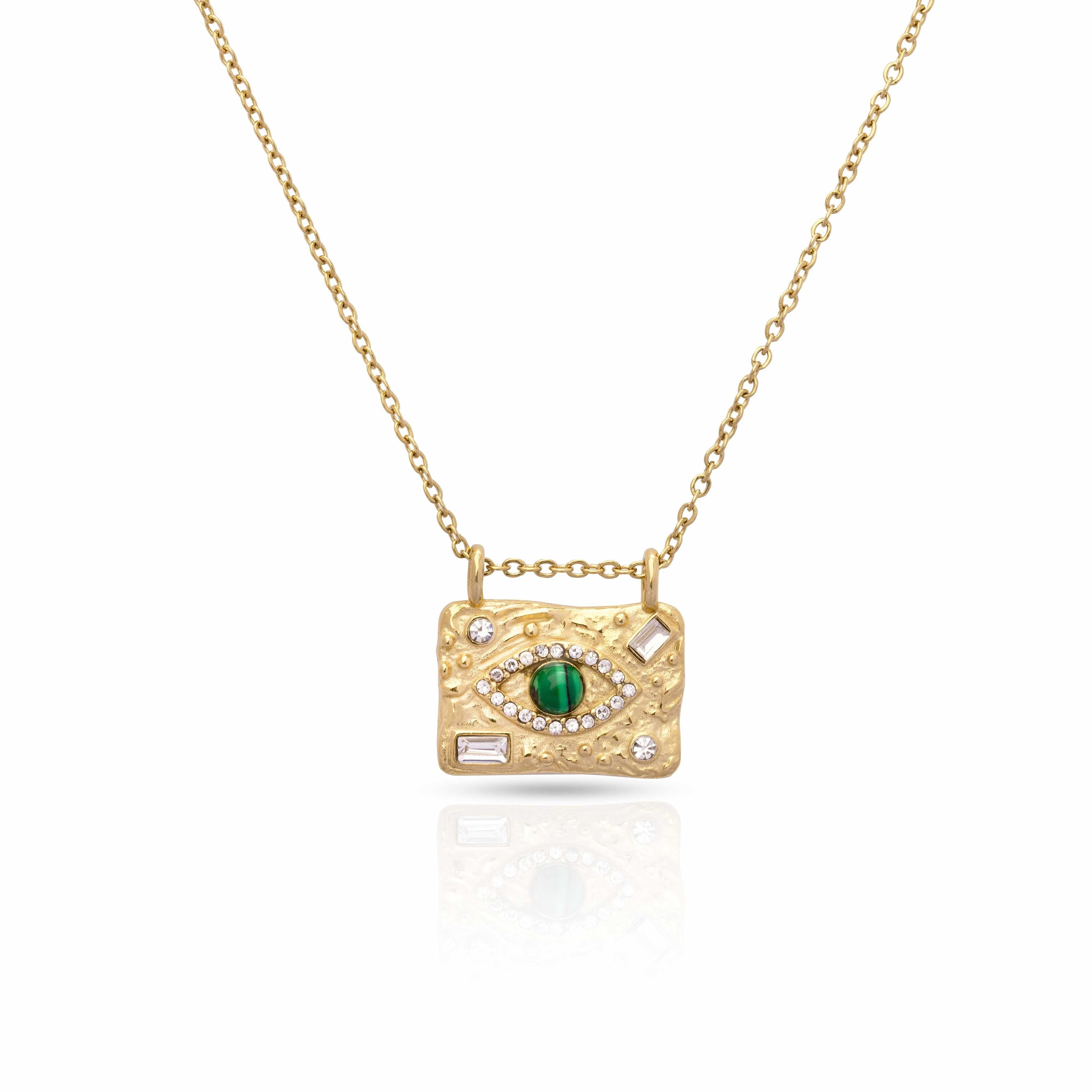 Waterproof Gold Tari Evil Eye Necklace - Jewellery | Mezi | MEZI