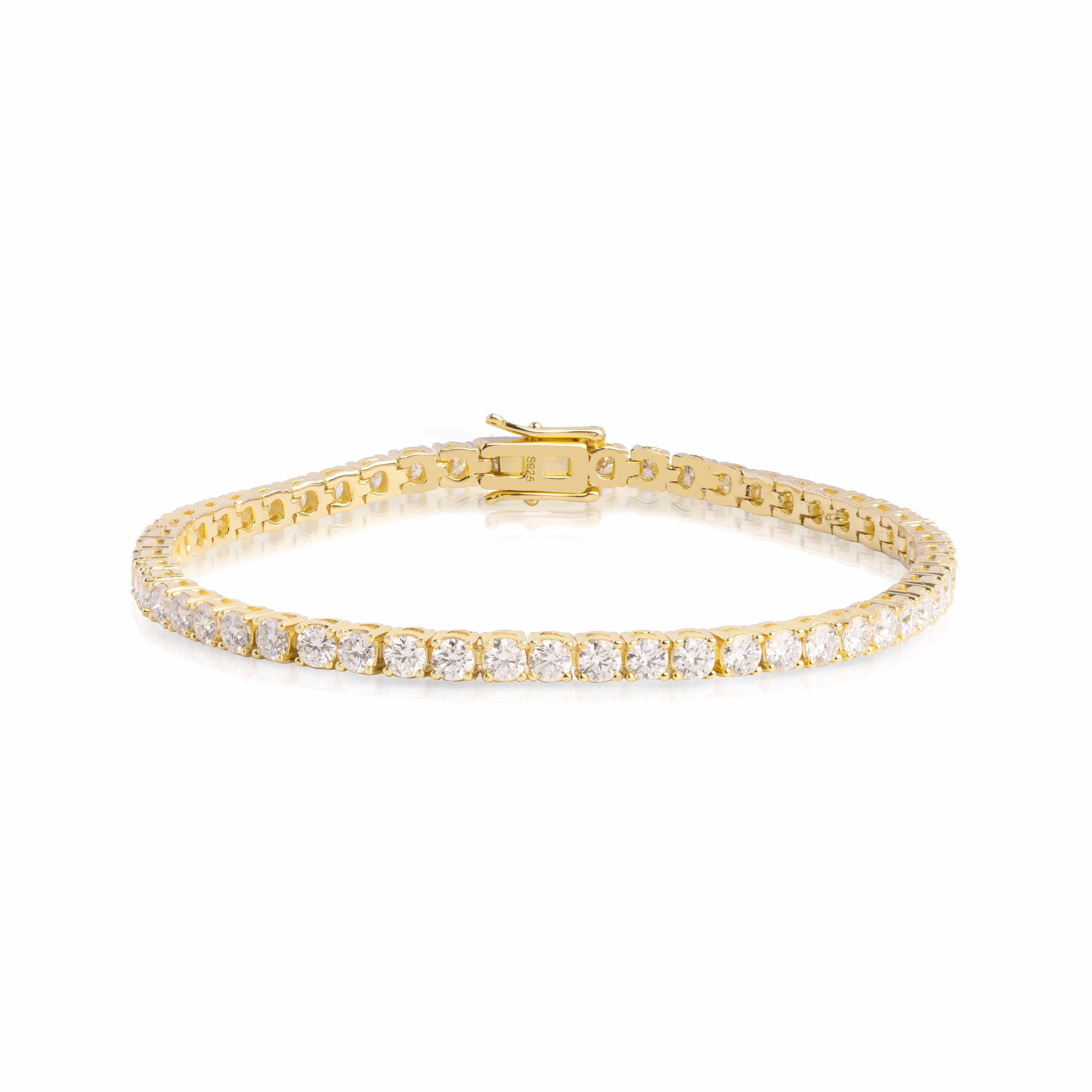 Sterling Silver Gold Stellar Moissanite Tennis Bracelet - Jewellery | Moissanite   | MEZI
