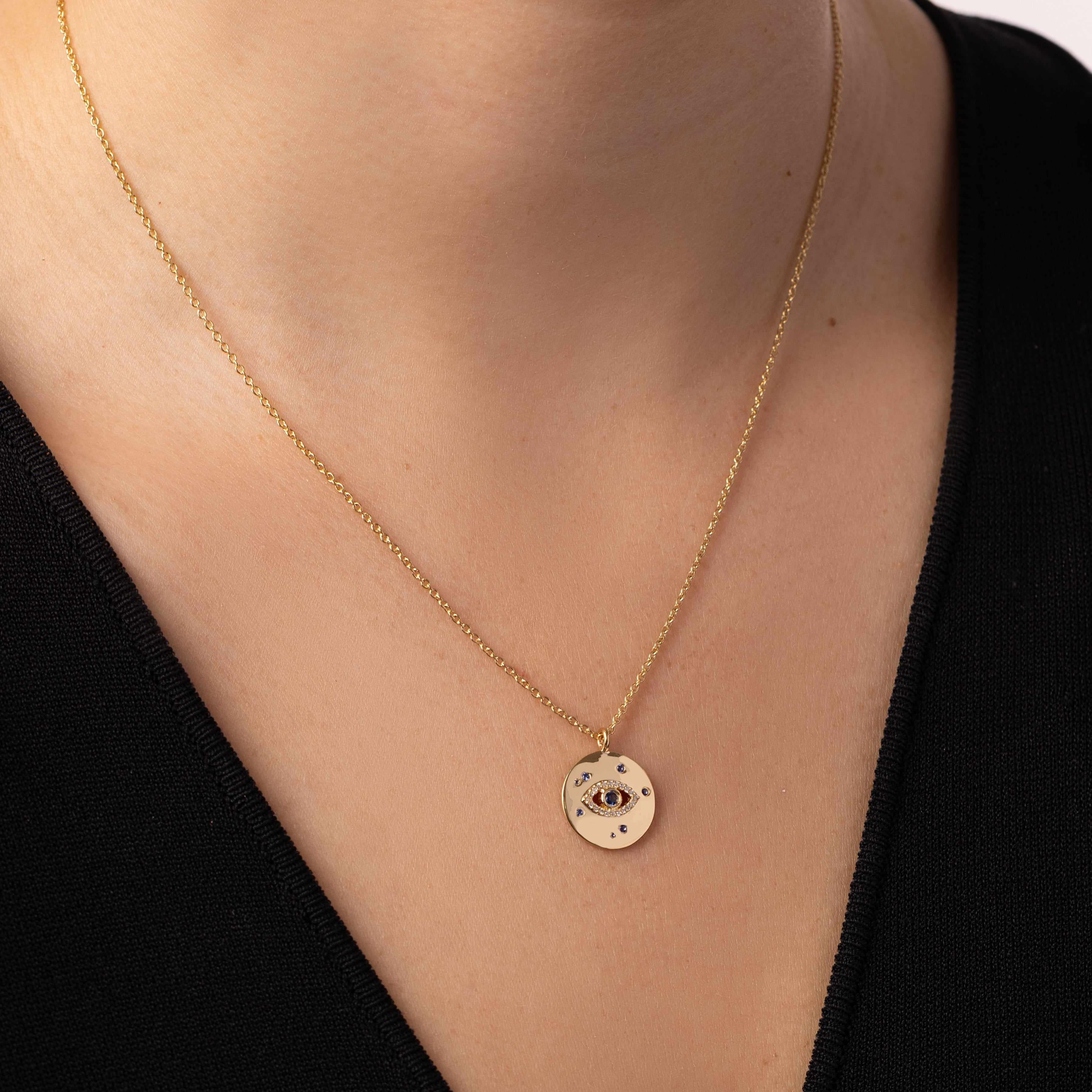 Thessa Evil Eye Necklace – 14k Gold Vermeil | MEZI | MEZI