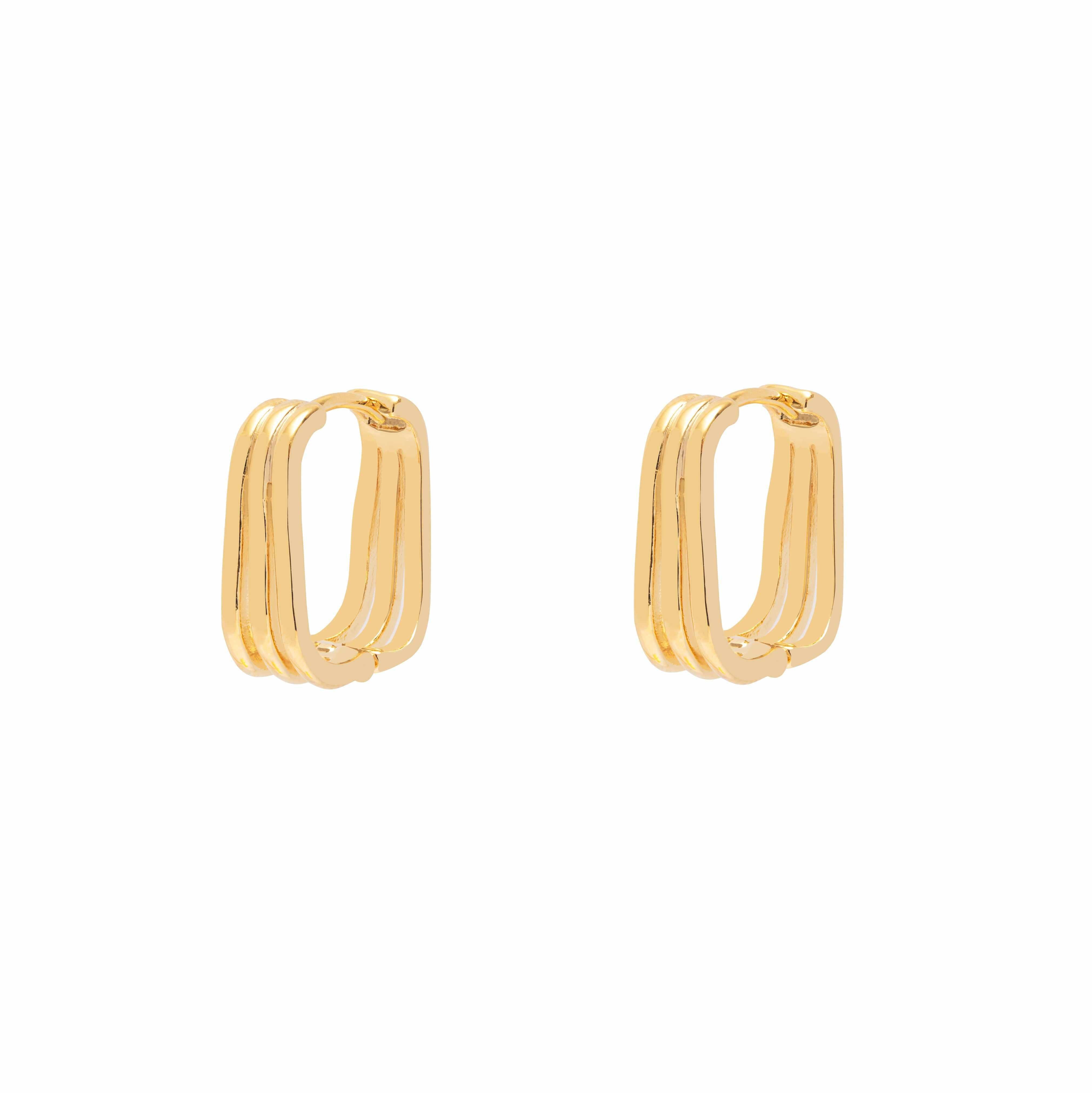 Mezi 14K Gold Plated Trila Rectangle Hoop Earrings | Jewellery | MEZI | MEZI