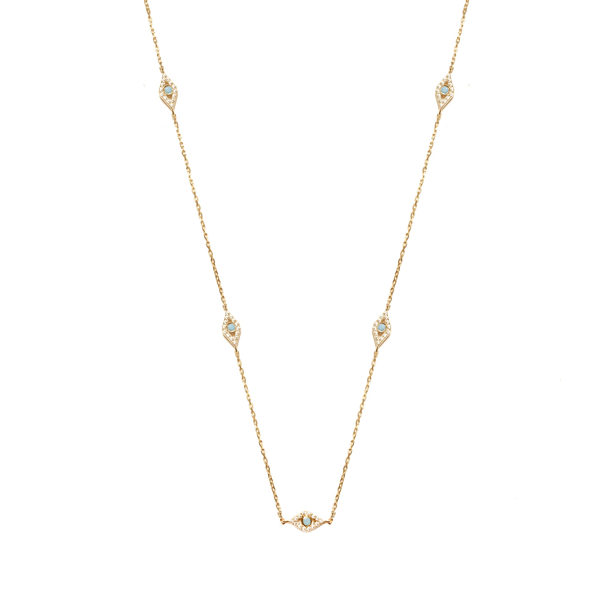 Urla Turquoise Crystal Evil Eye Necklace – Gold Vermeil | MEZI | MEZI