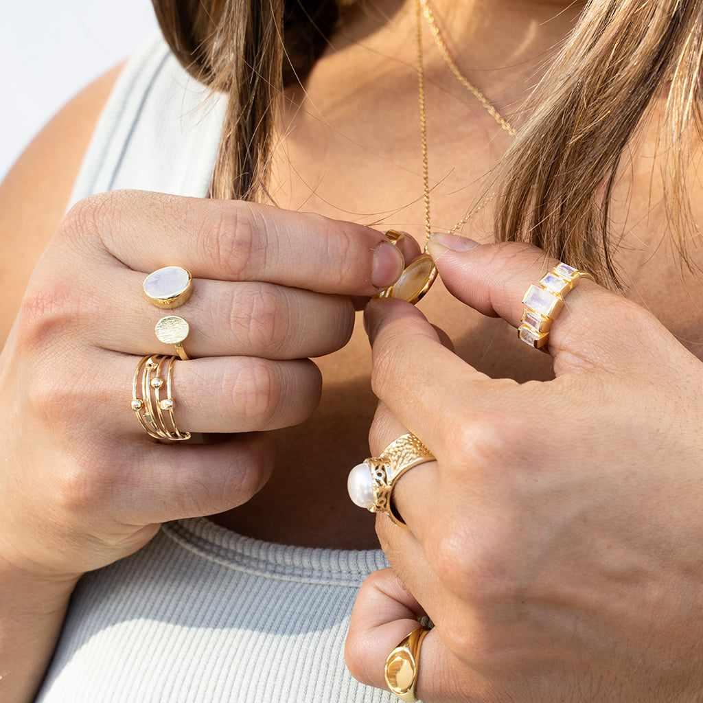Aliza semi precious 2 micron gold ring