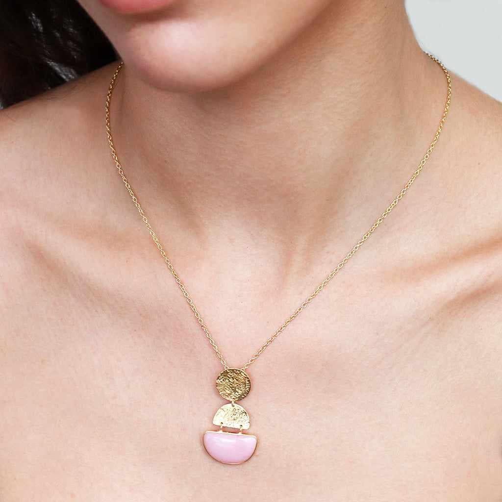 Gold Safiya Natural Precious Stone Pendant - Jewellery | Mezi | MEZI